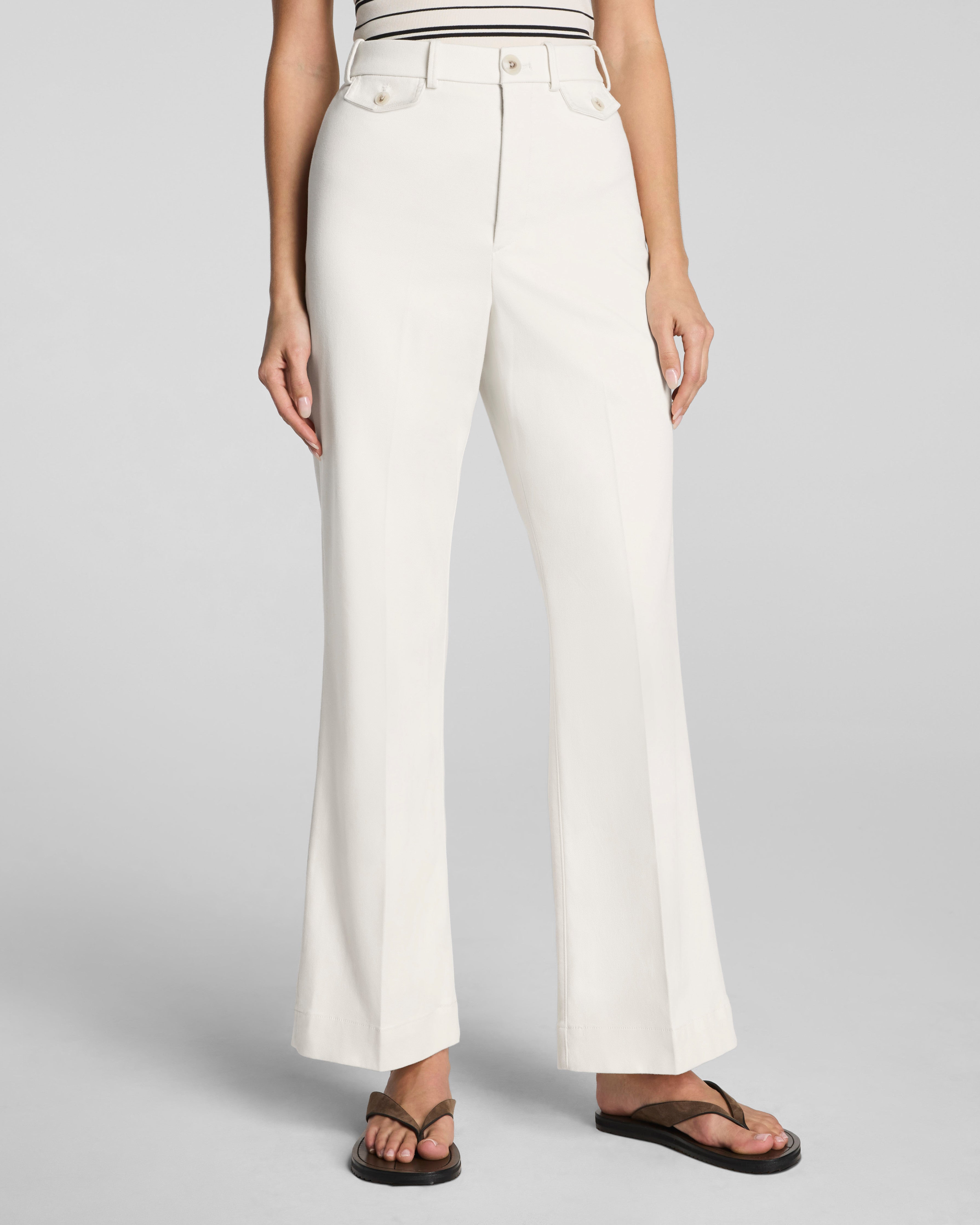 SPANXsupersmooth™ Stretch Twill Cropped Easy Flare Pant | Ivory