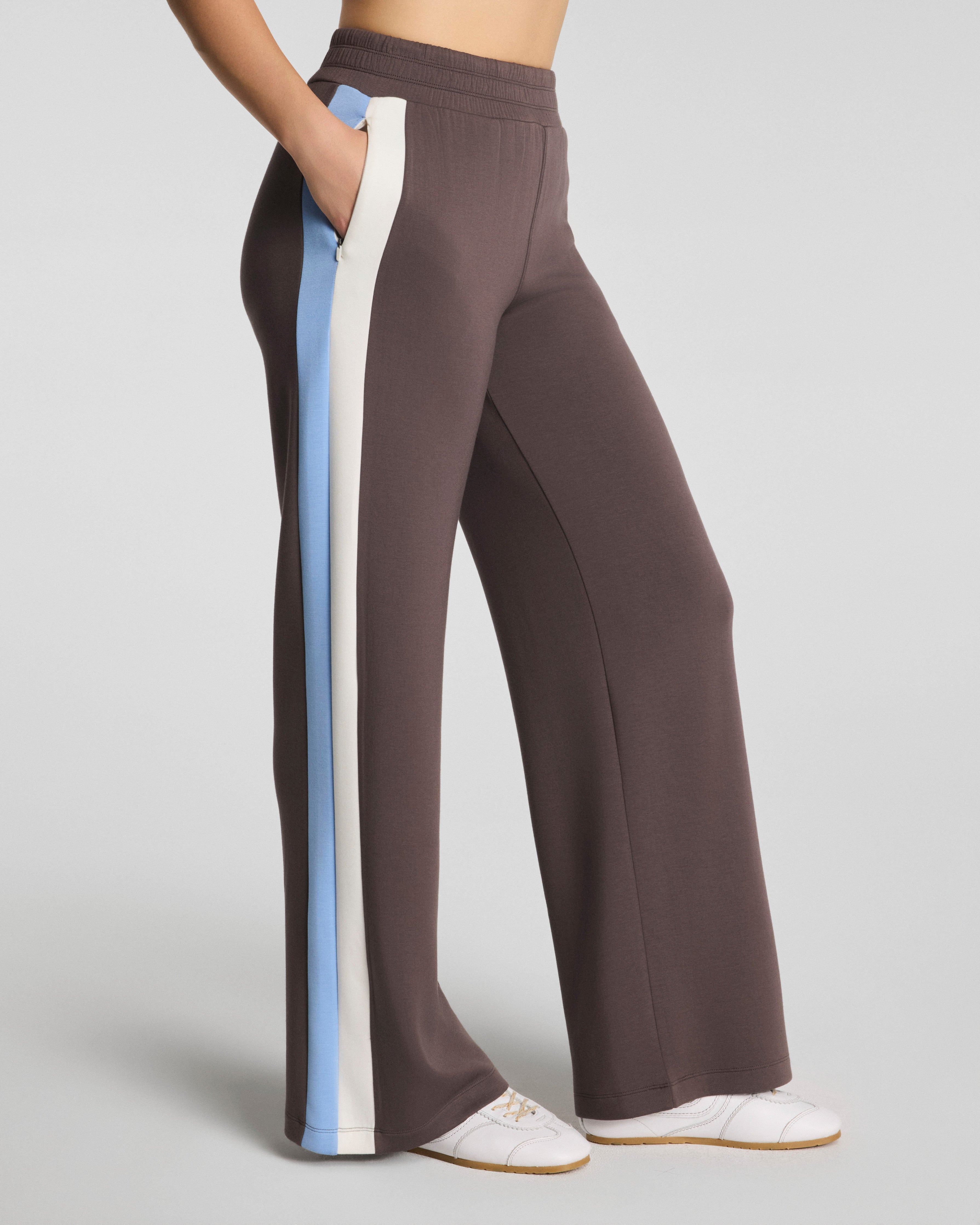 SPANX AirEssentials® Colorblock Track Pant | Dark Cacao Stripe