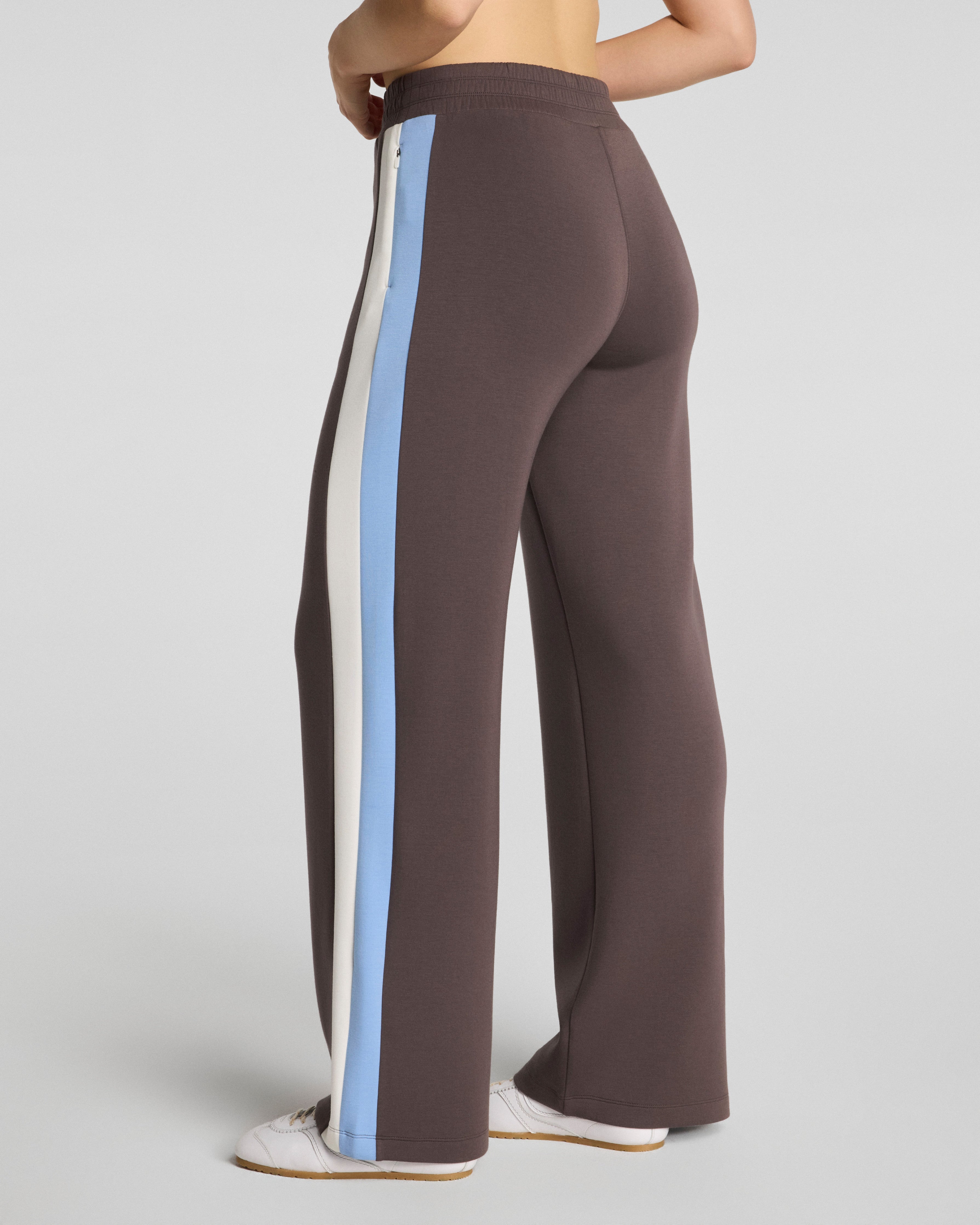 SPANX AirEssentials® Colorblock Track Pant | Dark Cacao Stripe