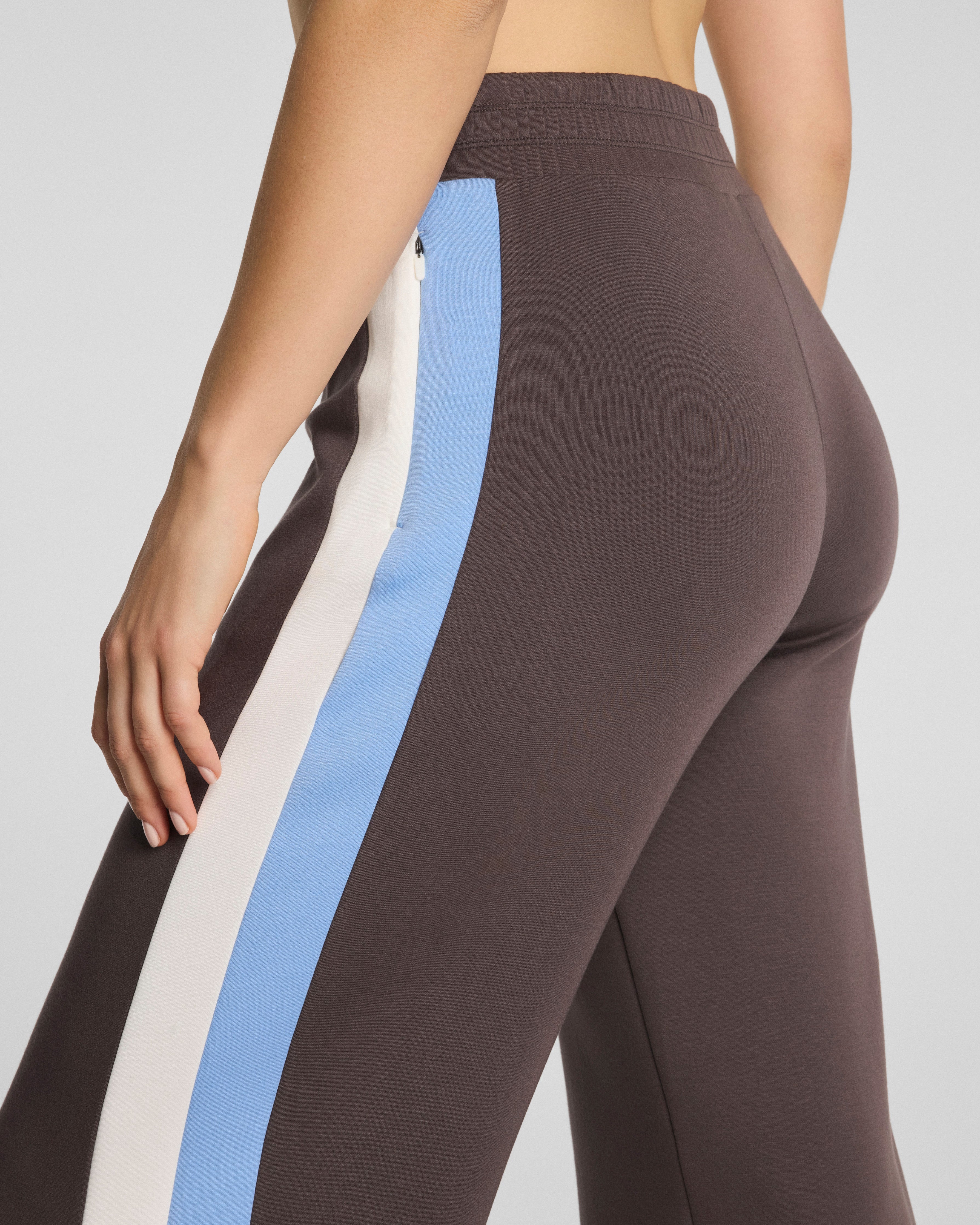 SPANX AirEssentials® Colorblock Track Pant | Dark Cacao Stripe