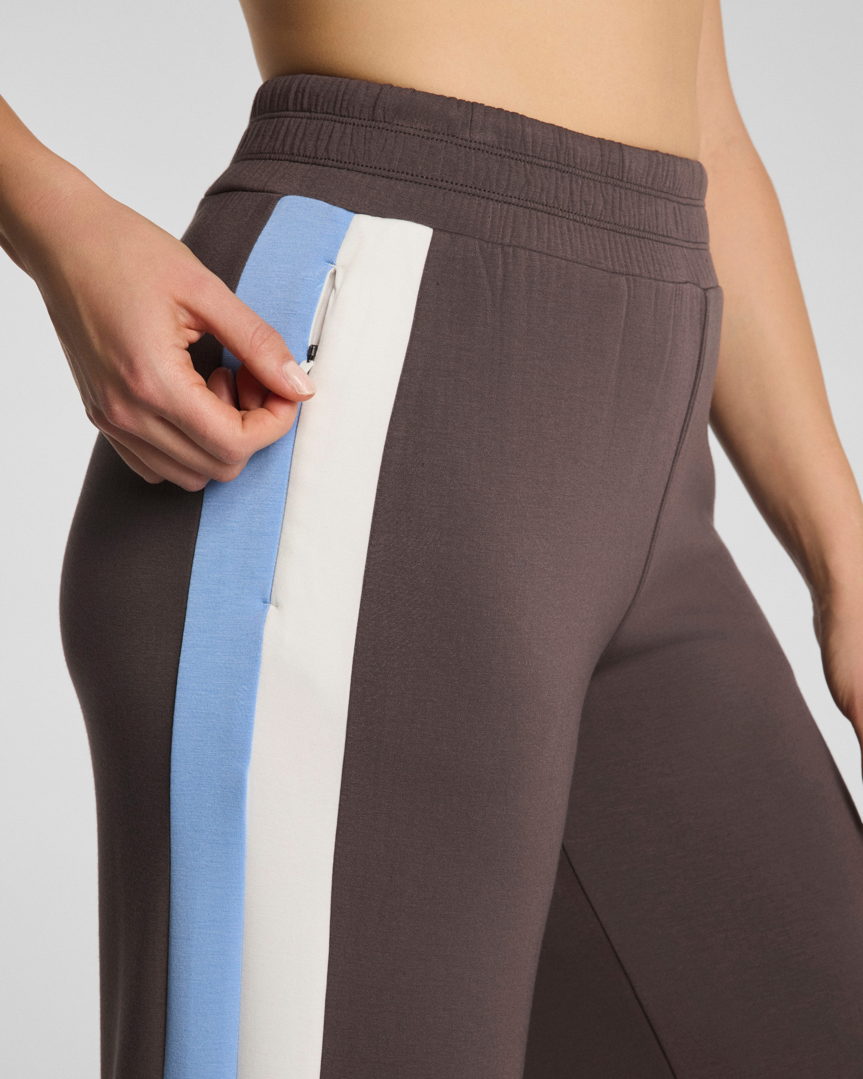 SPANX AirEssentials® Colorblock Track Pant | Dark Cacao Stripe
