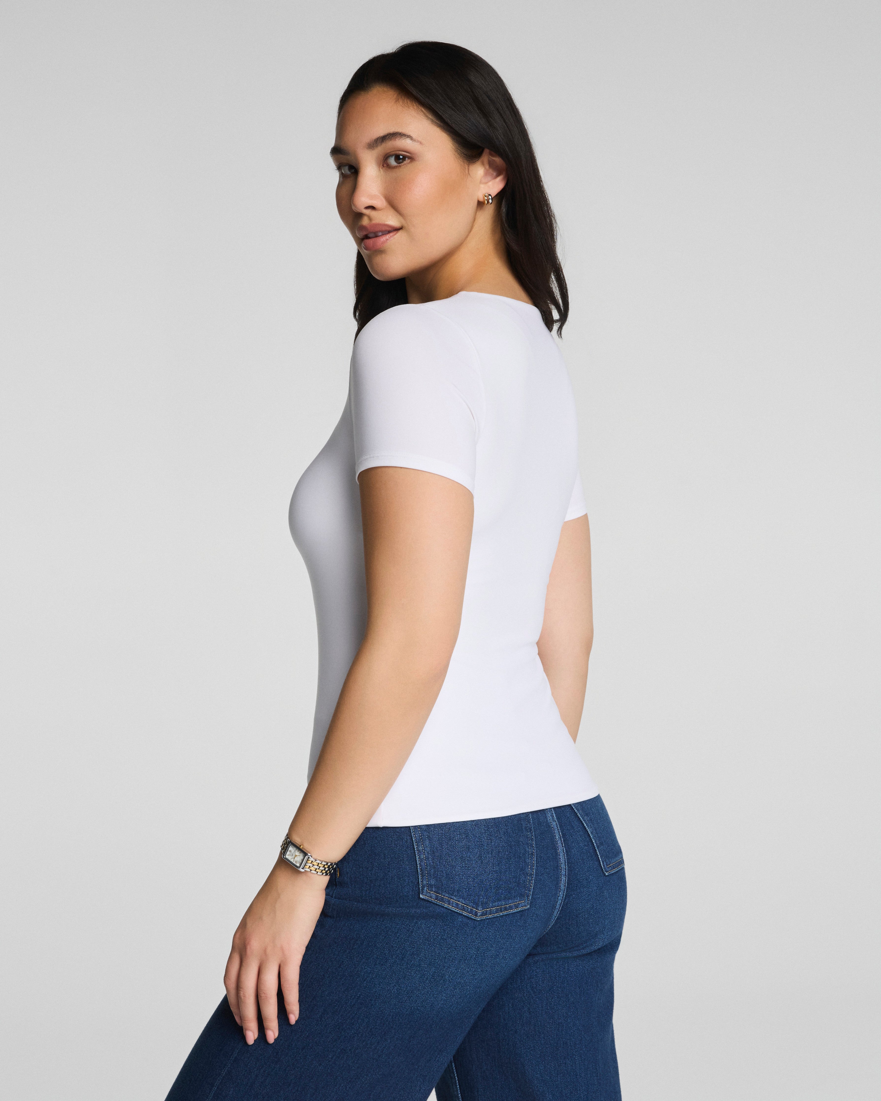 SPANXsmooth™ Jersey V-Neck Tee | Classic White