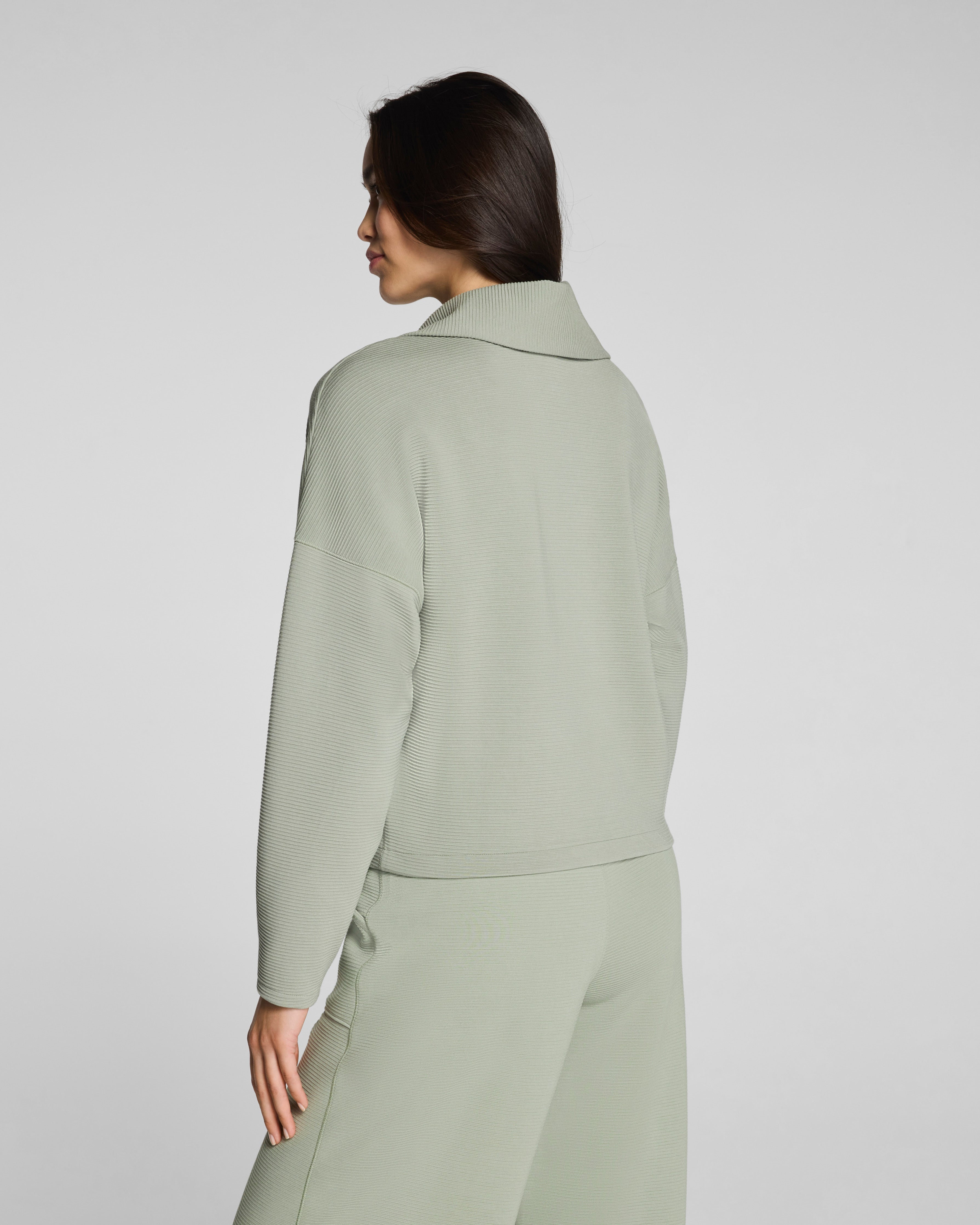 SPANX AirEssentials® French Rib Half Zip | Sage Brush