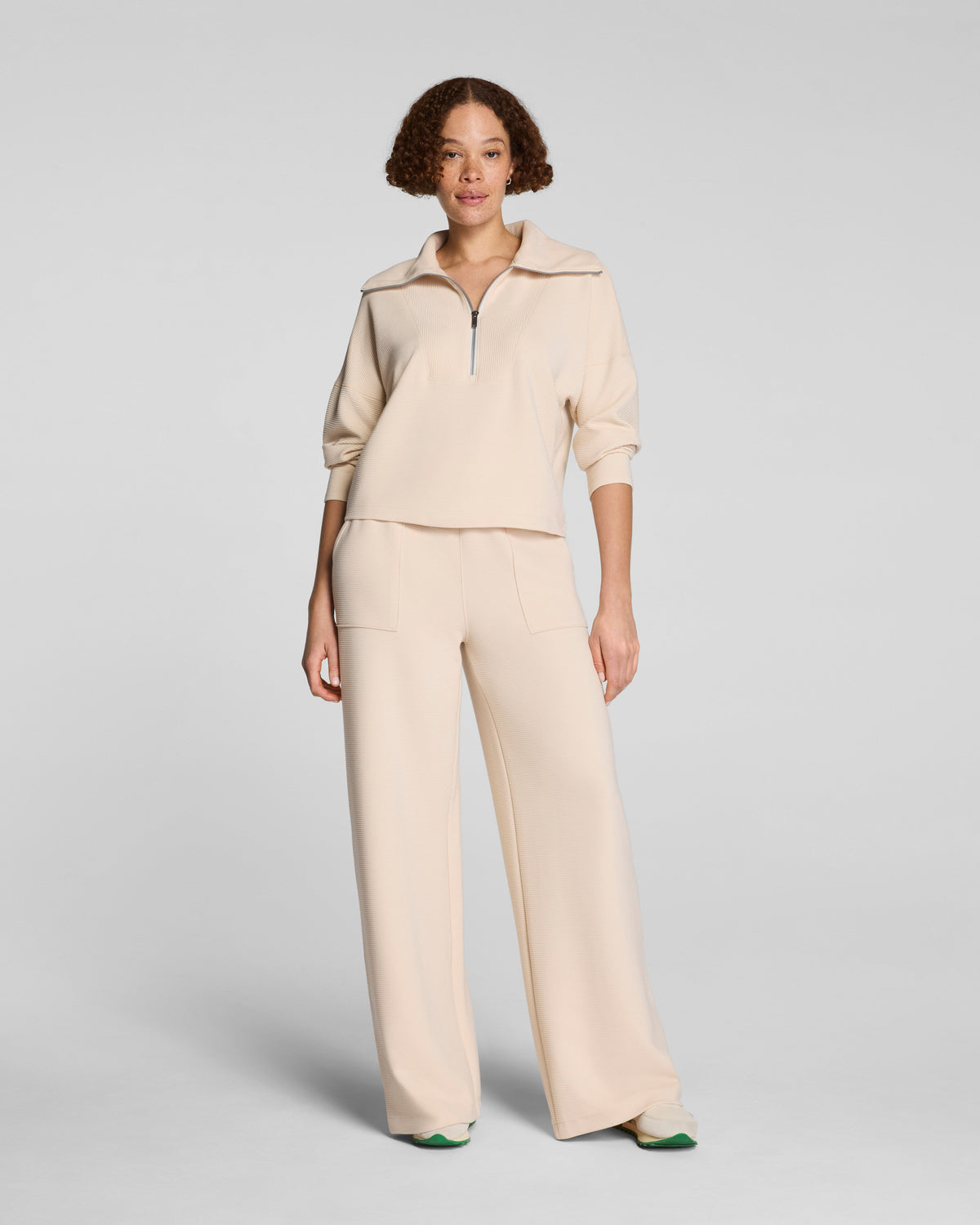 SPANX AirEssentials® French Rib Wide Leg Pant | Toasted Coconut