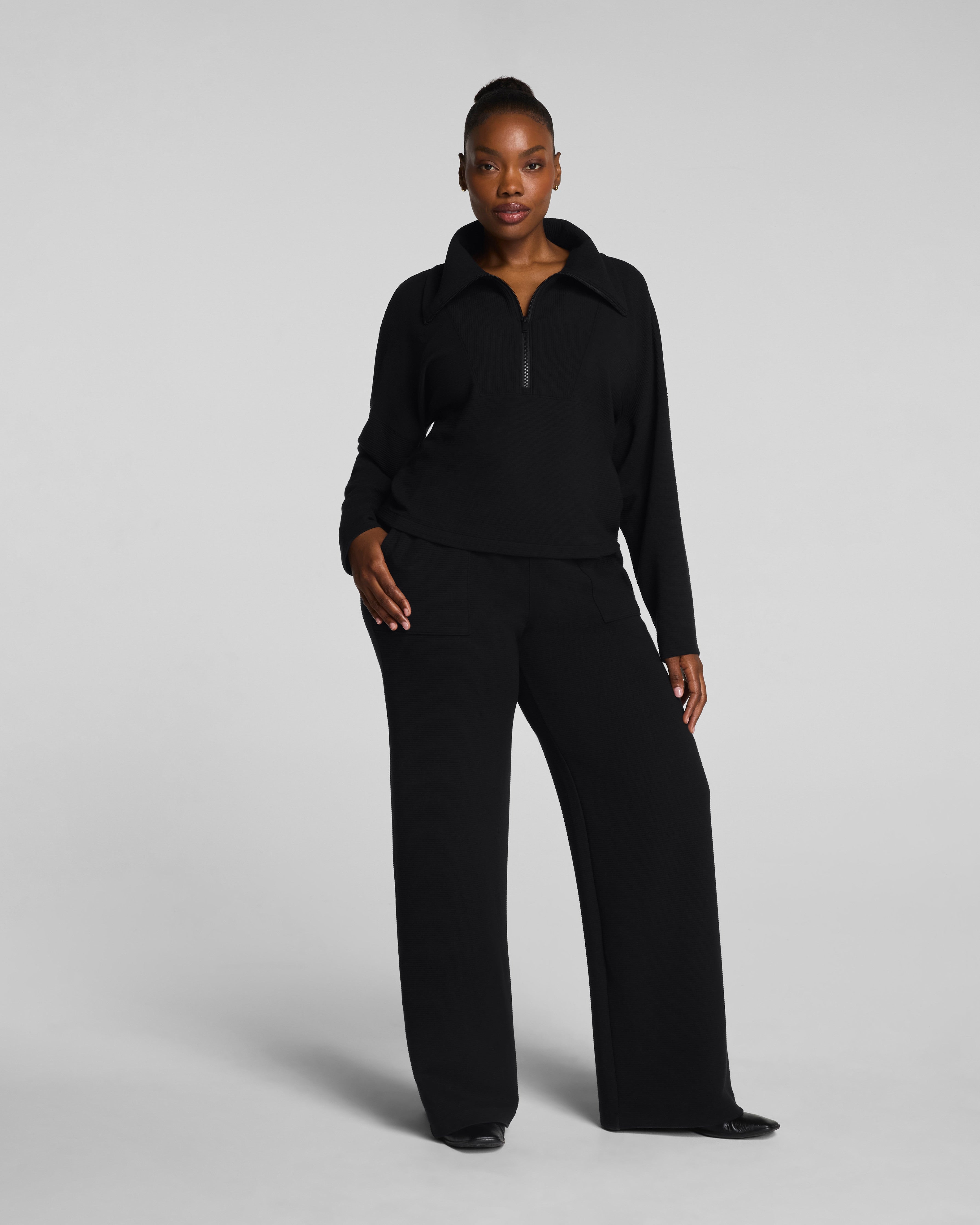 SPANX AirEssentials® French Rib Half Zip | Very Black