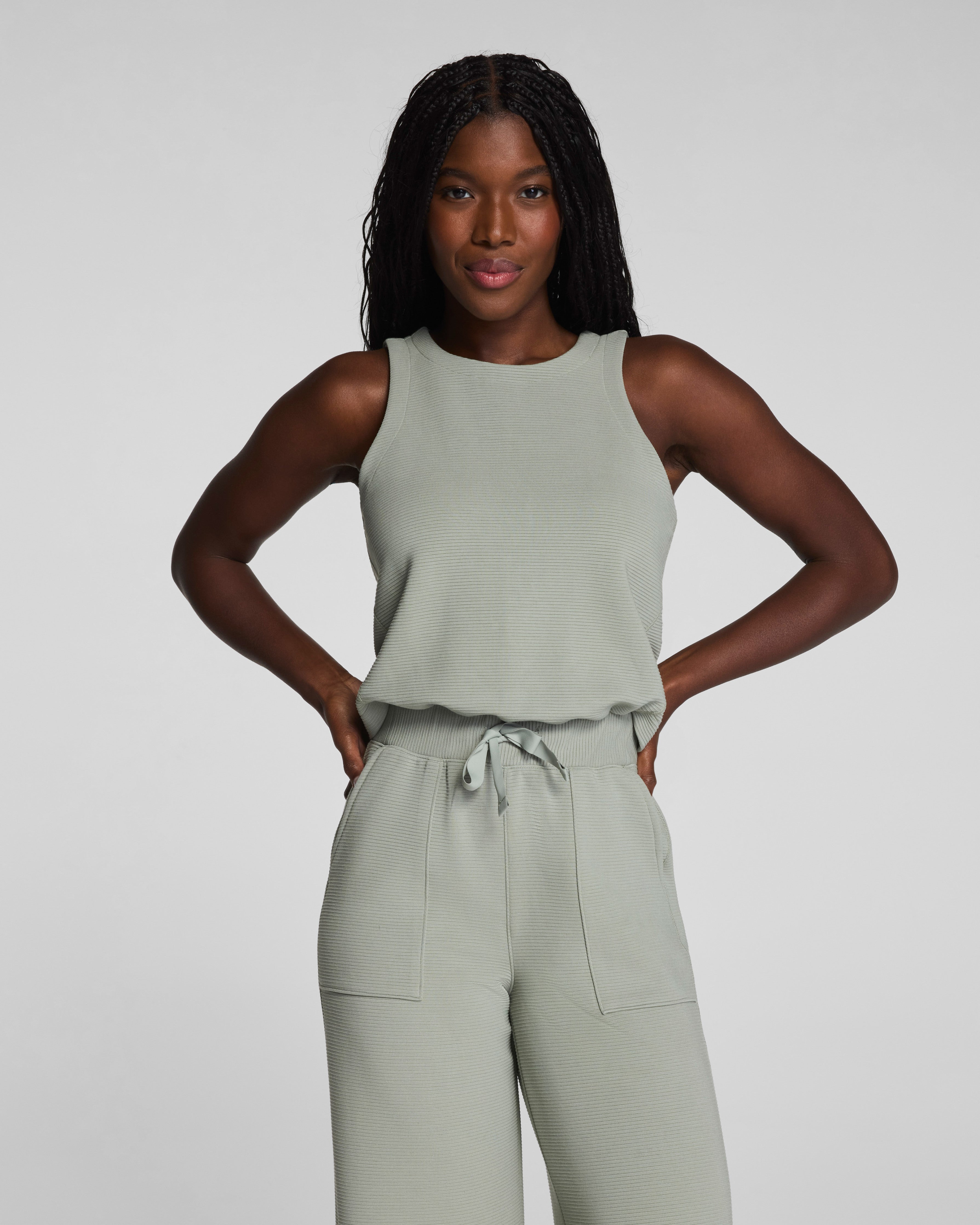 SPANX AirEssentials® French Rib Sleeveless Jumpsuit | Sage Brush