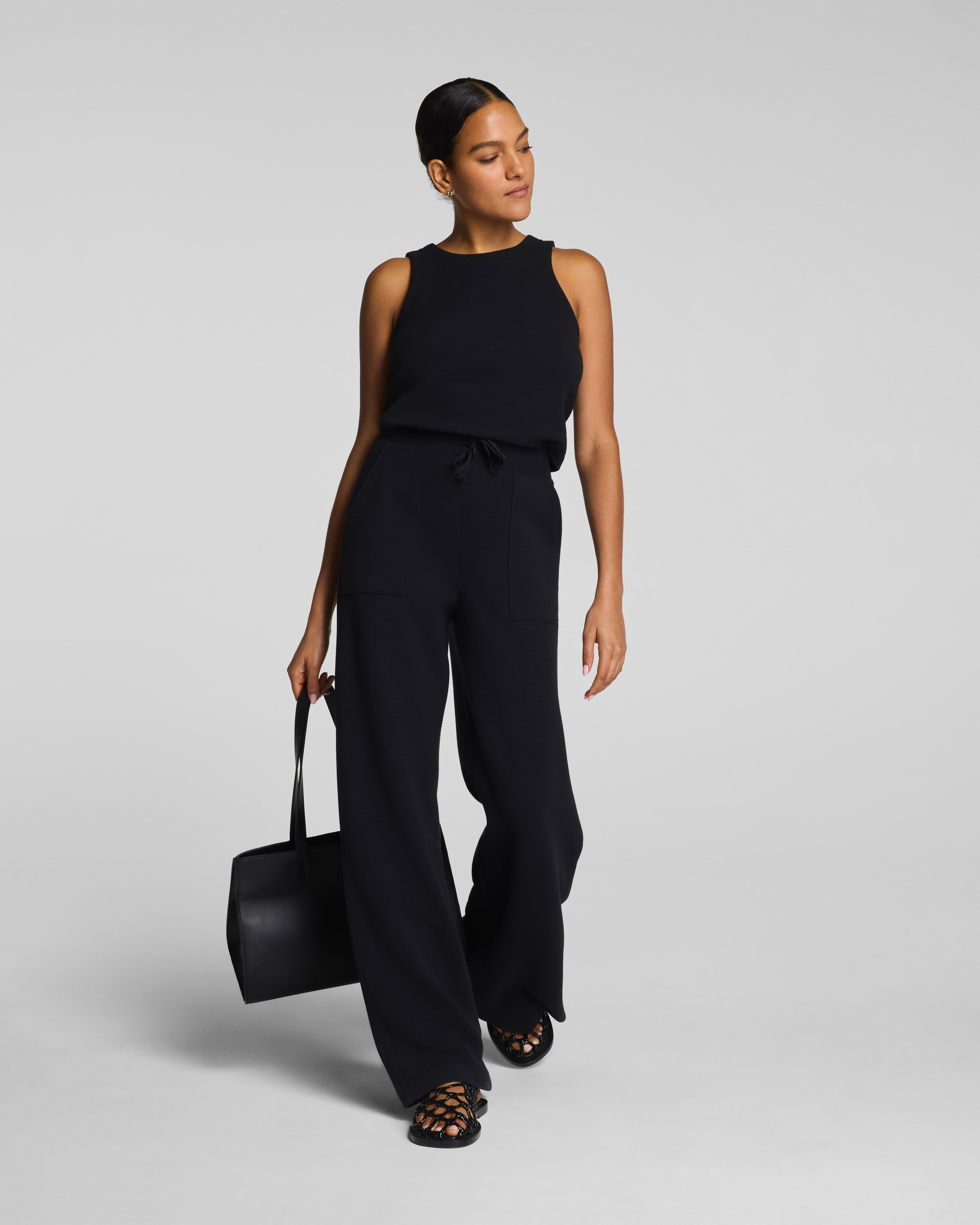 SPANX AirEssentials® French Rib Sleeveless Jumpsuit | Very Black