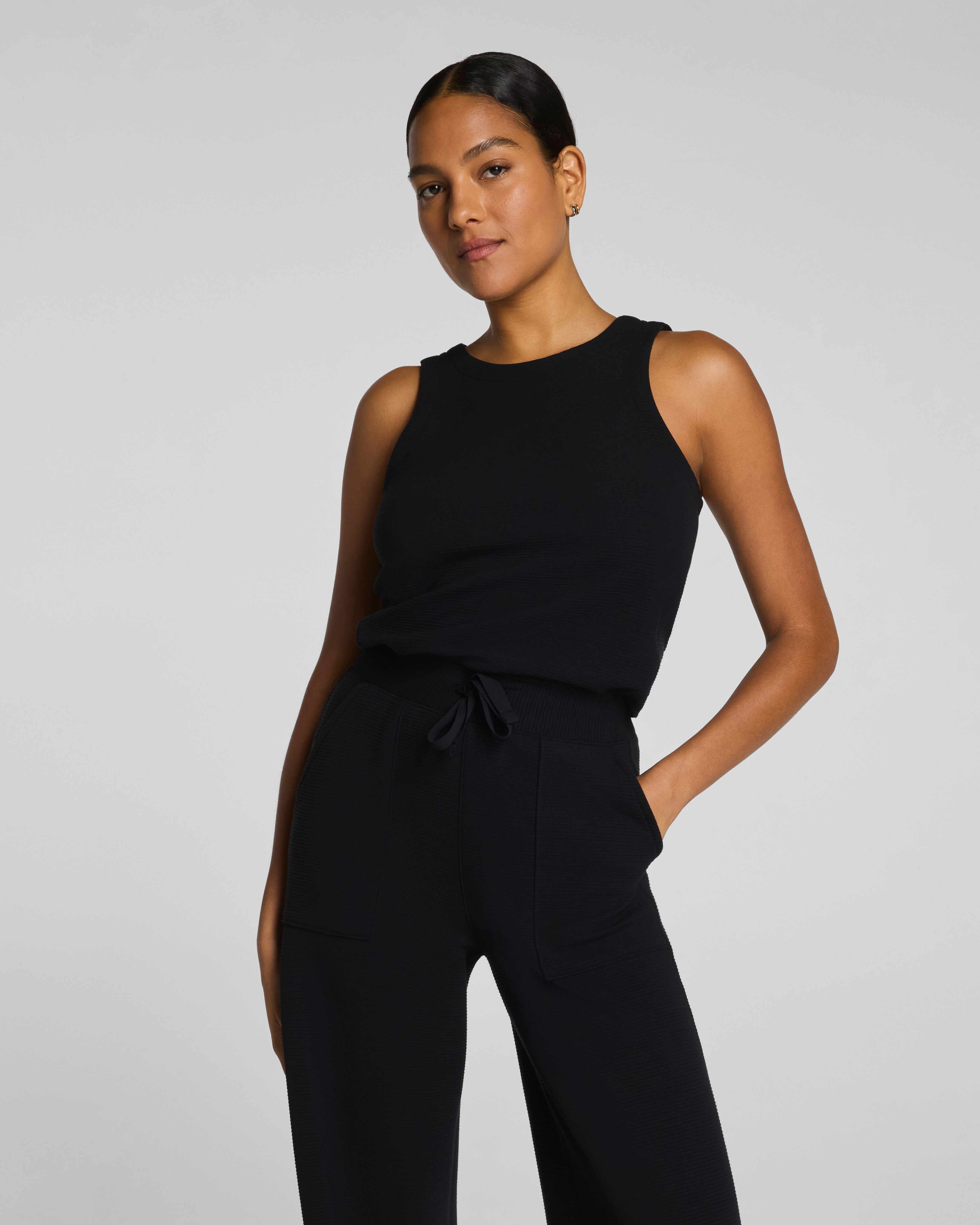 SPANX AirEssentials® French Rib Sleeveless Jumpsuit | Very Black