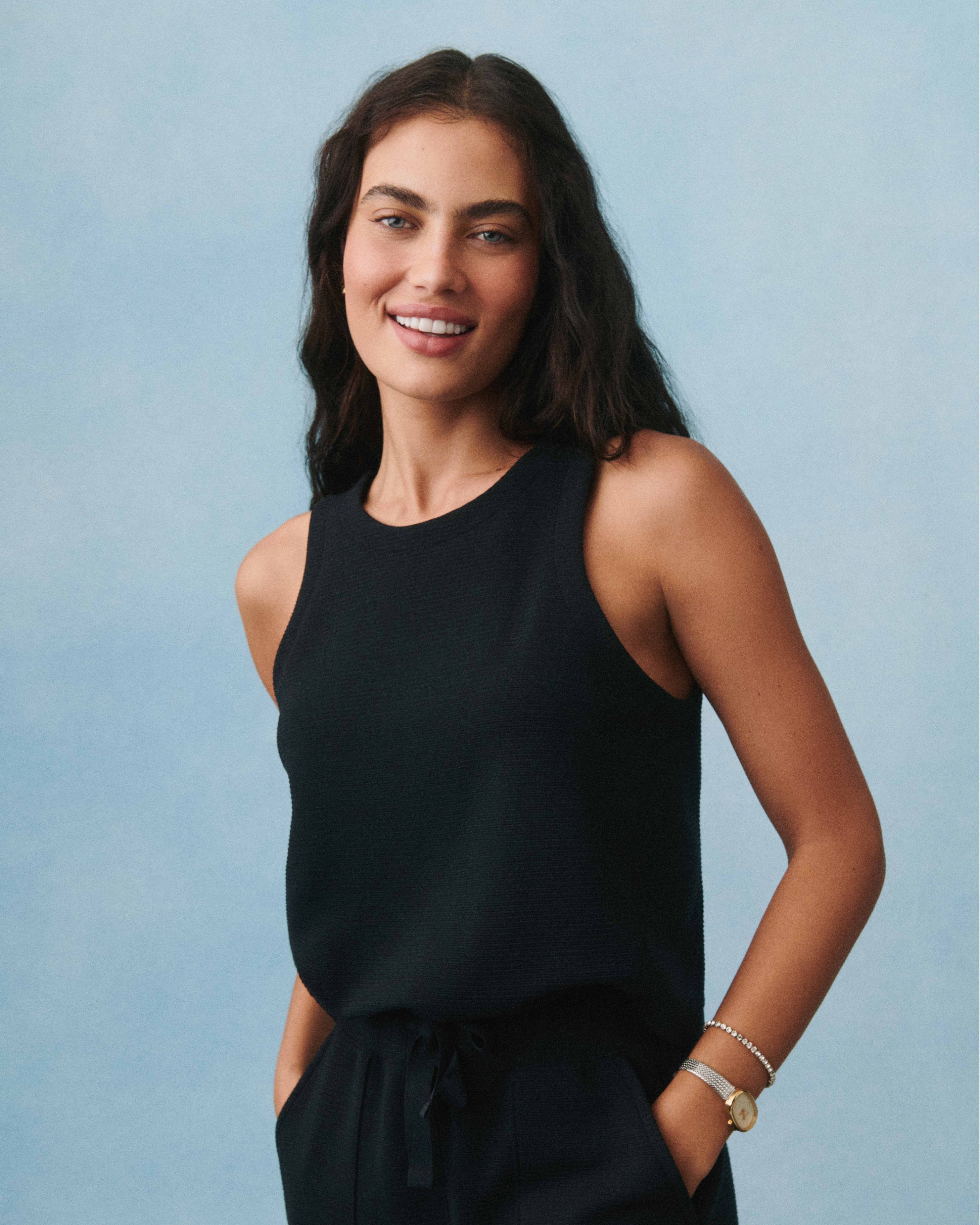 SPANX AirEssentials® French Rib Sleeveless Jumpsuit | Very Black