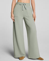 SPANX AirEssentials® French Rib Wide Leg Pant | Sage Brush