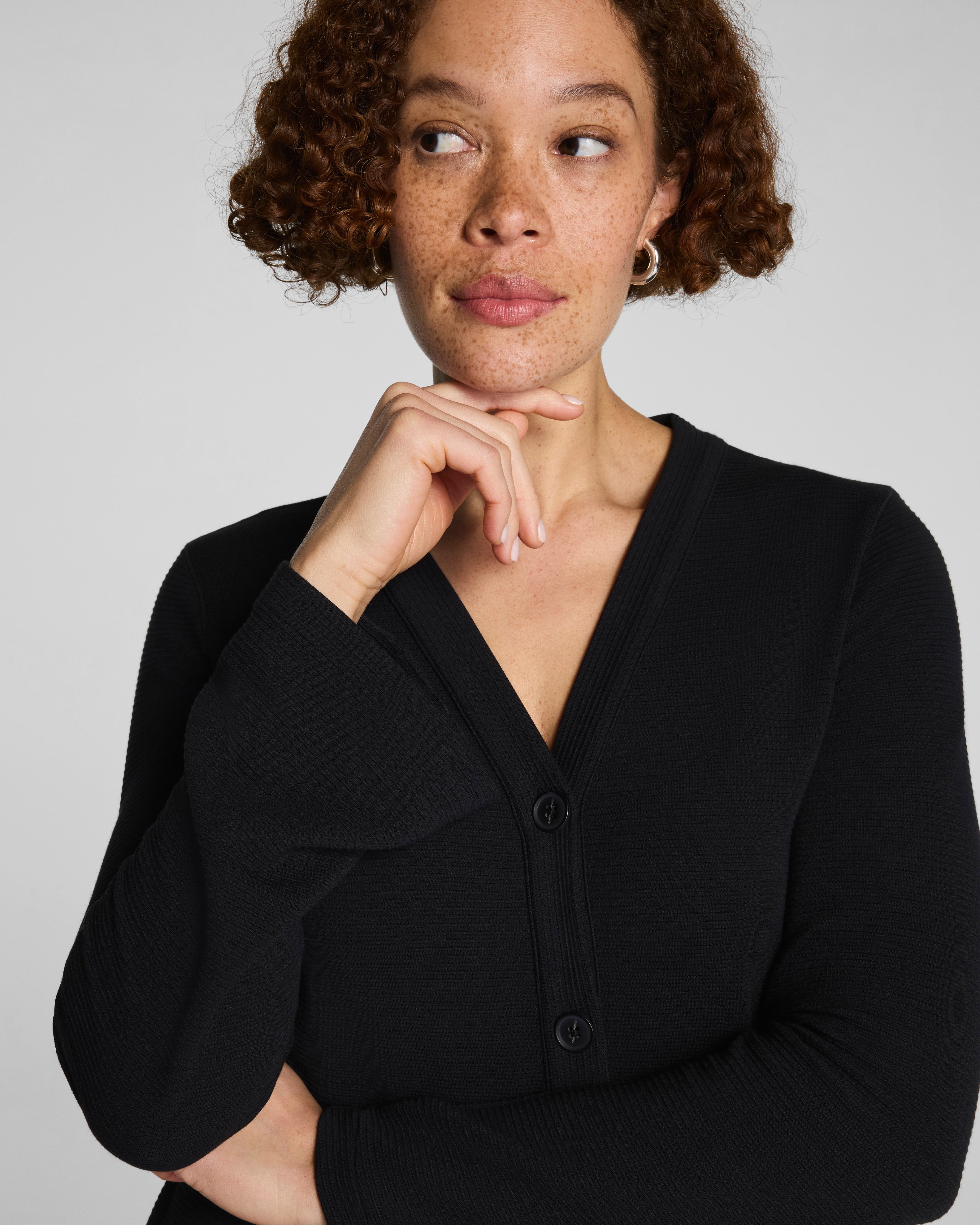 SPANX AirEssentials® French Rib Cardigan | Very Black