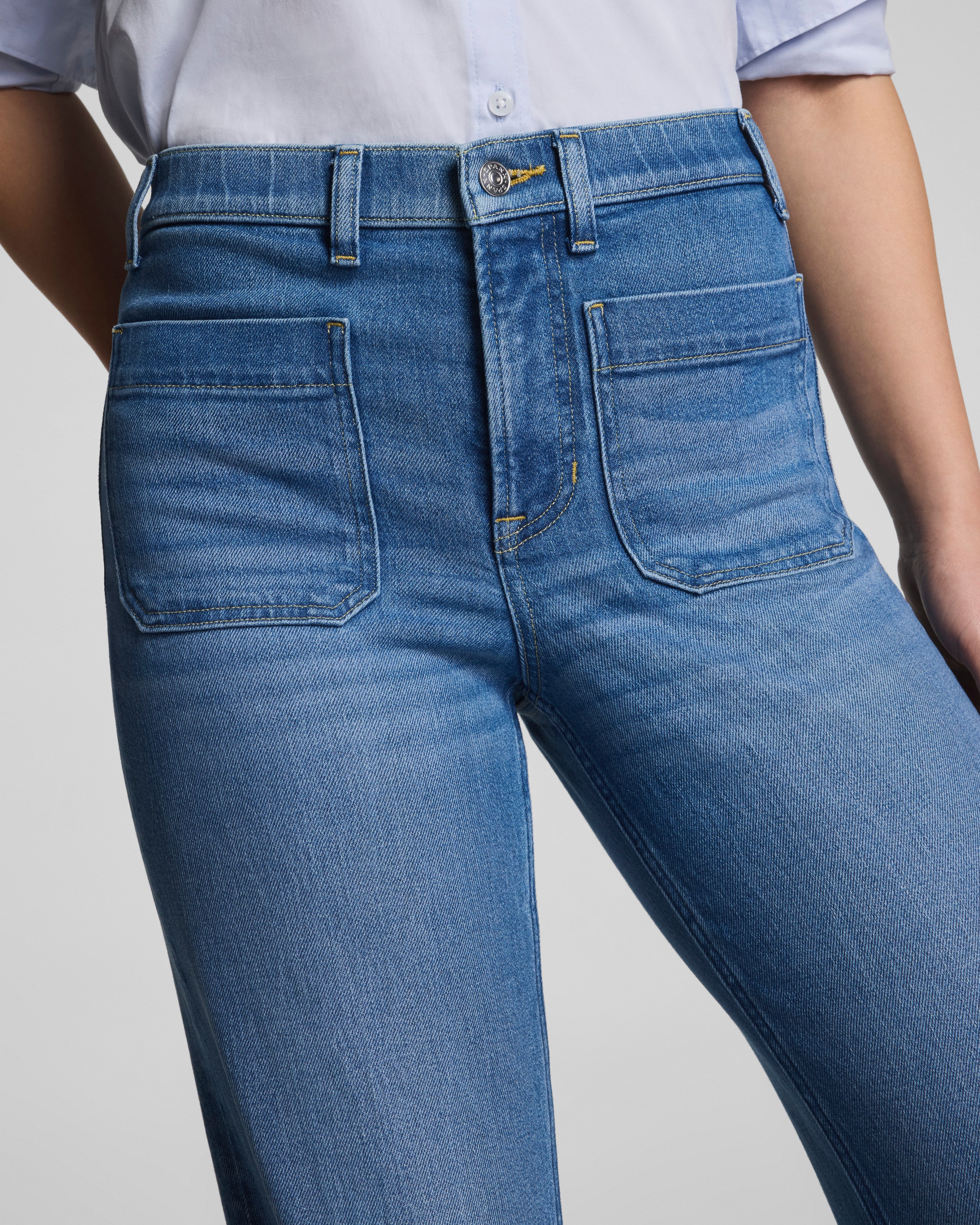 SPANXshape™ Authentic 360 Mid-Rise Easy Flare Jeans with Patch Pockets | Elysian
