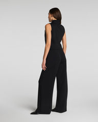 SPANX AirEssentials® Shawl Collar Half Zip Jumpsuit | Very Black