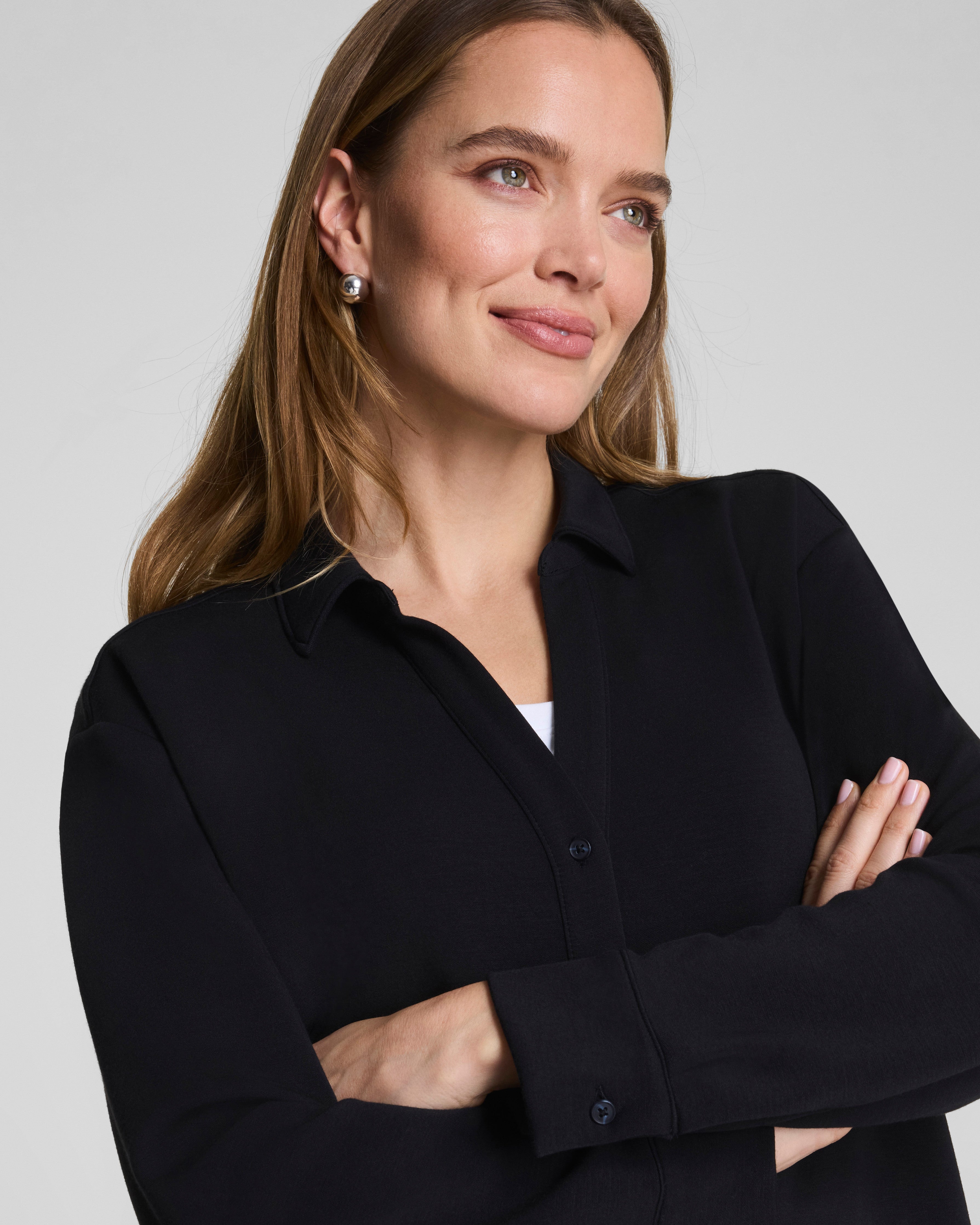 SPANX® AirEssentials® Oversized Button Down  | Very Black