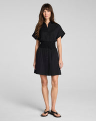 SPANX® Poplin Smocked Mini Shirt Dress | Classic Black