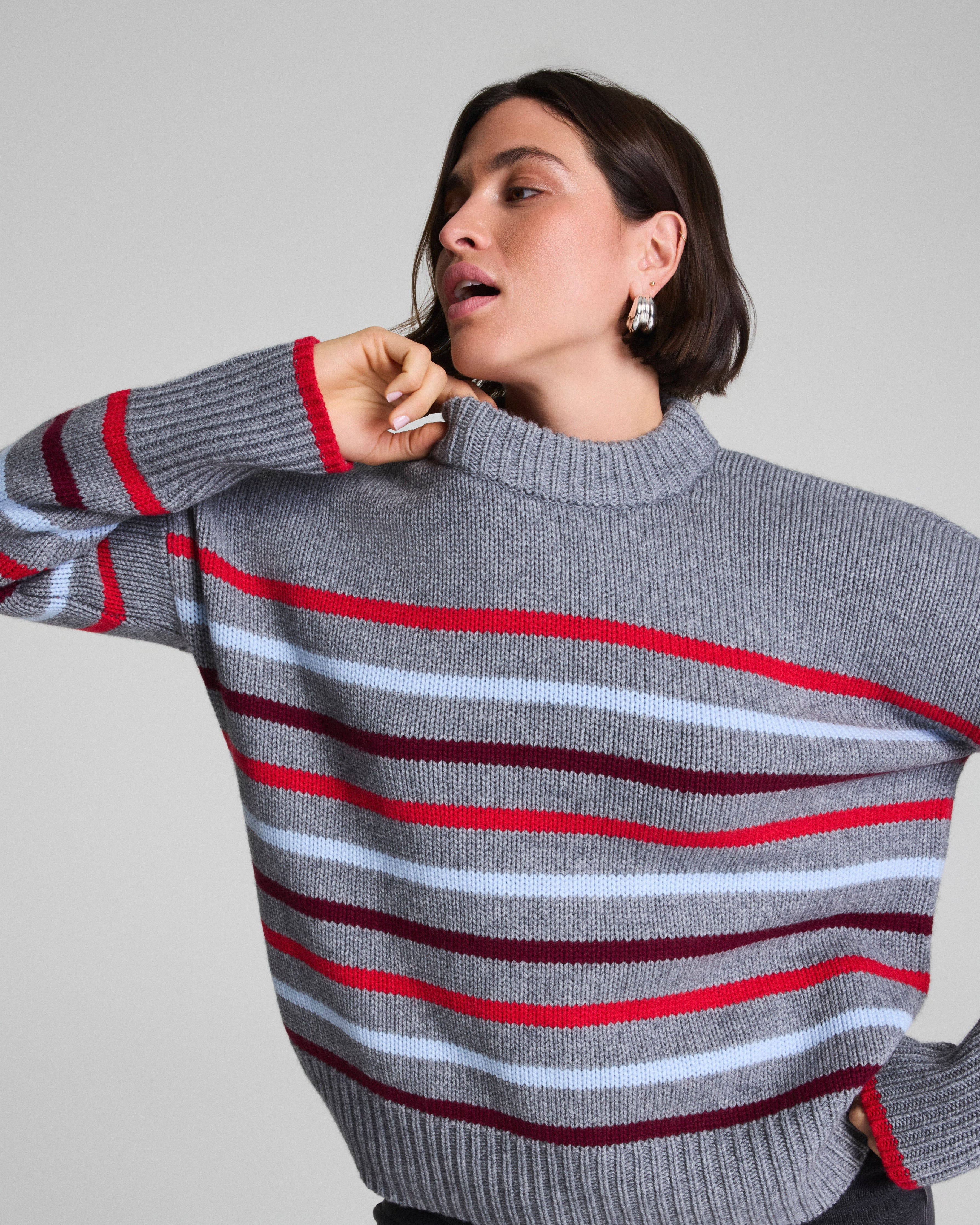 La Ligne Marin Sweater | Gray/SPANX® Red/Light Blue/Cassis