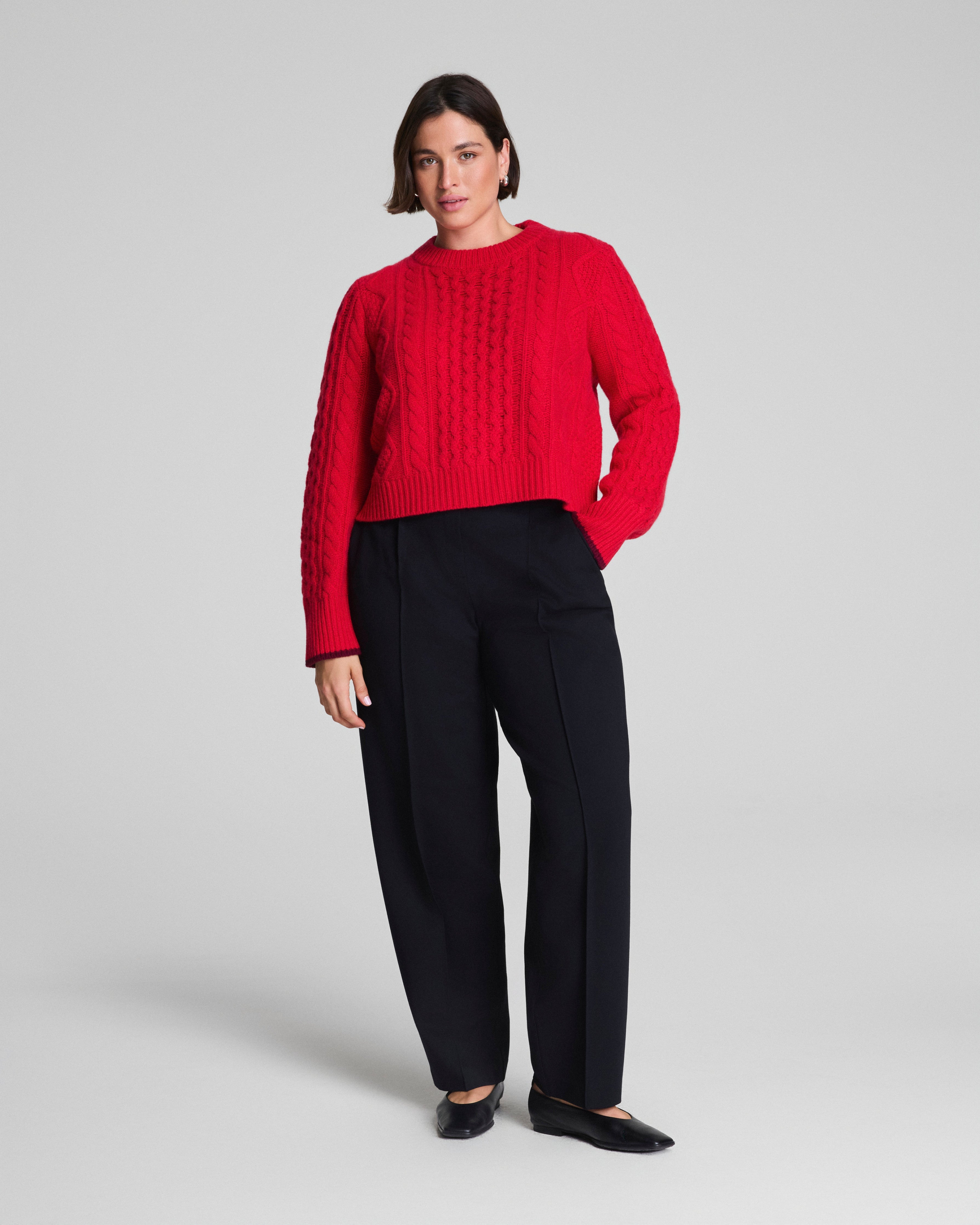 La Ligne Cropped Cable Marin Sweater | SPANX® Red