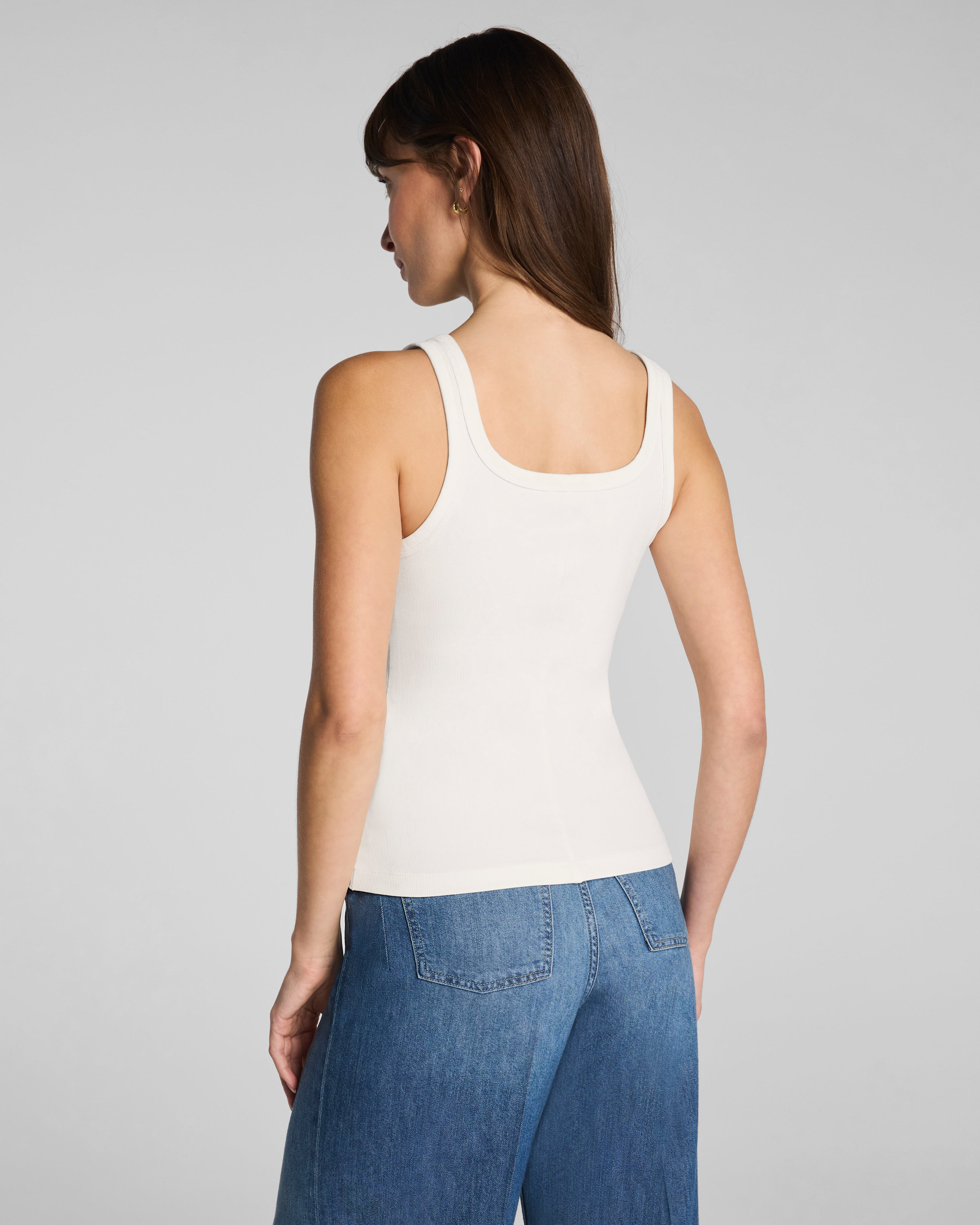SPANX® Ribbed Knit Scoop Neck Tank | Ivory