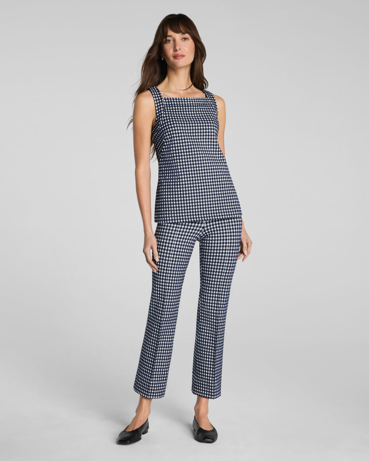 SPANXsupersmooth™ PerfectFit Ponte Kick Flare Pant with Pintuck | Timeless Navy Gingham
