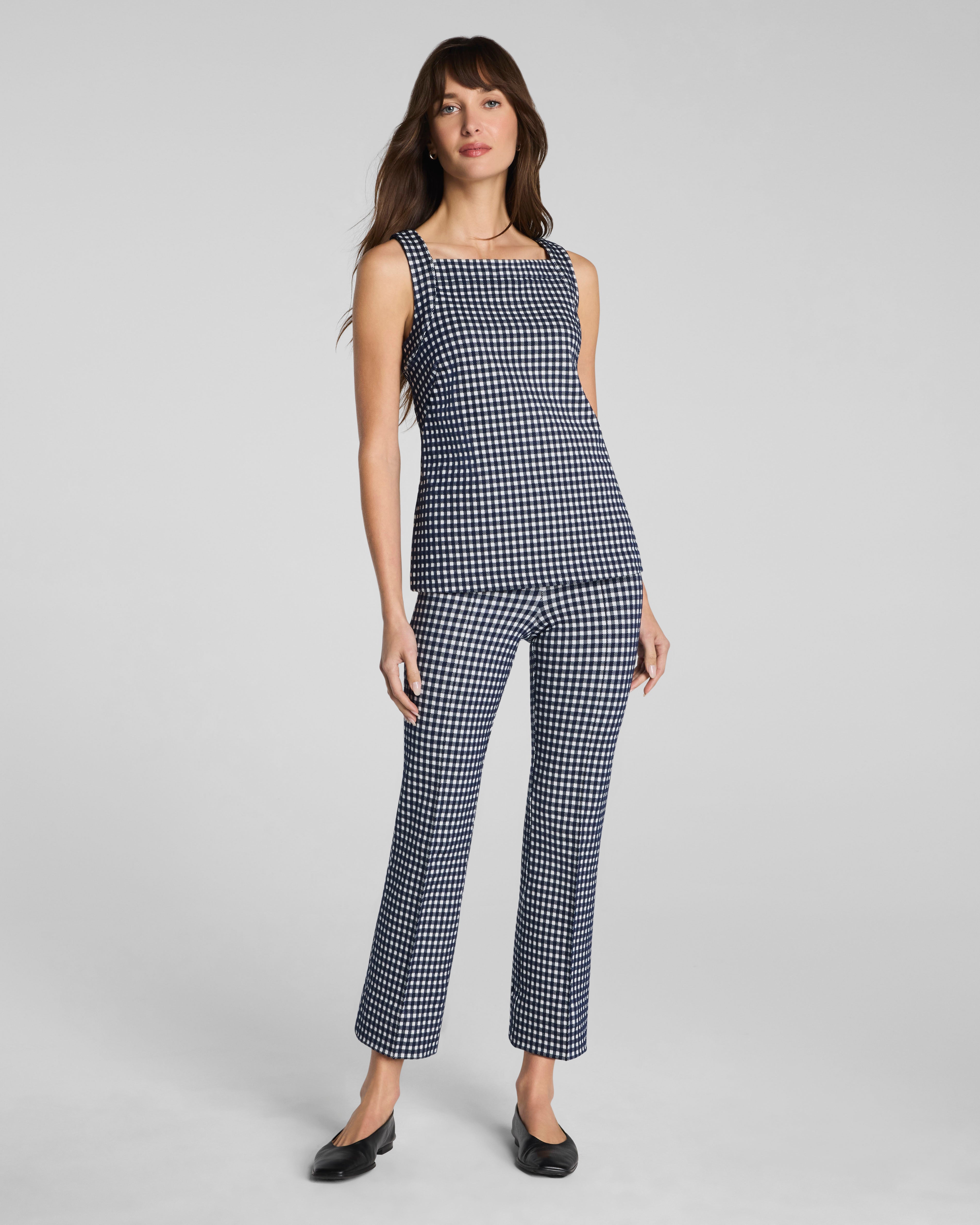 SPANX® Ponte Square Neck Tank | Timeless Navy Gingham