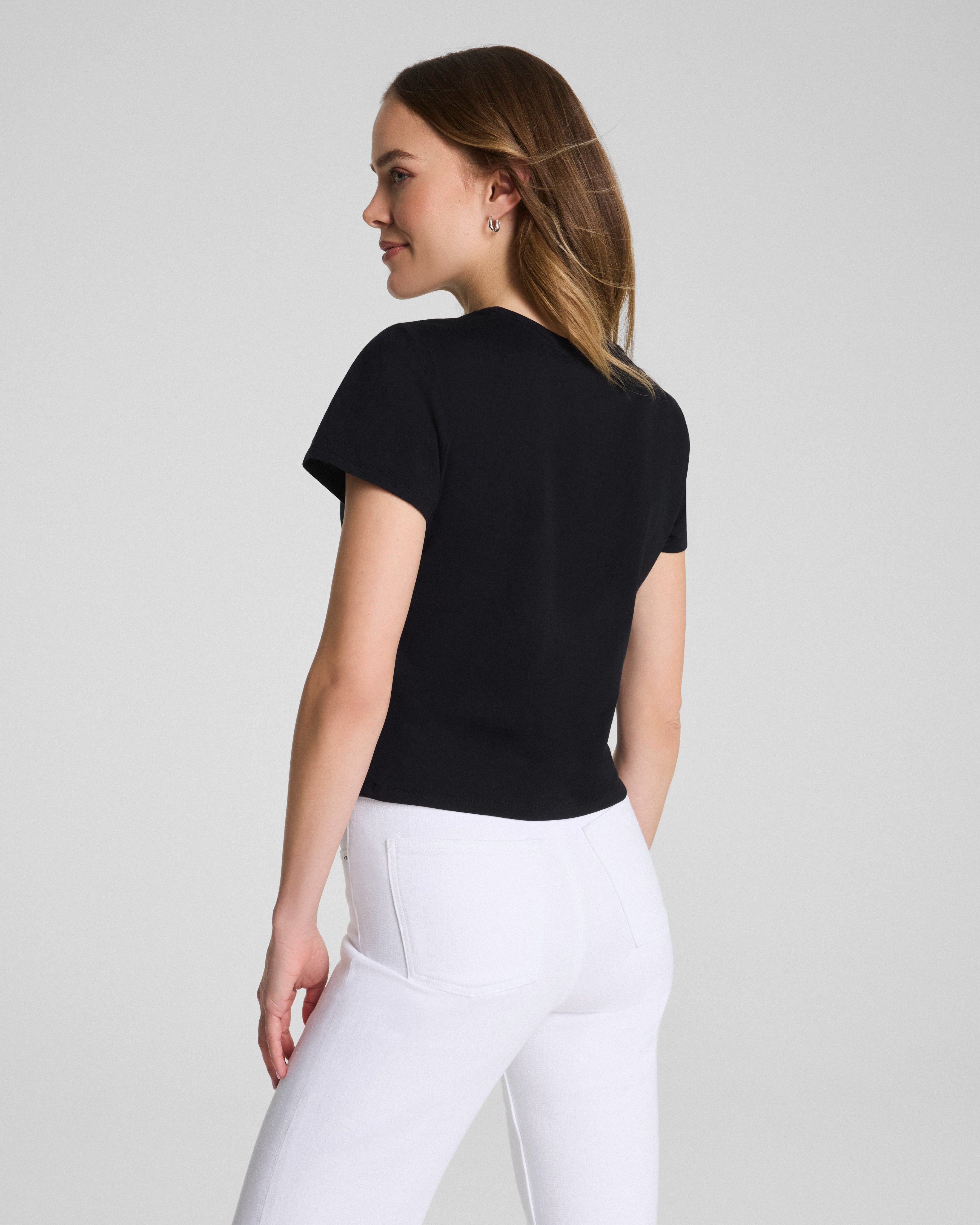 karla welch for SPANX® Cropped 70s Tee | Classic Black