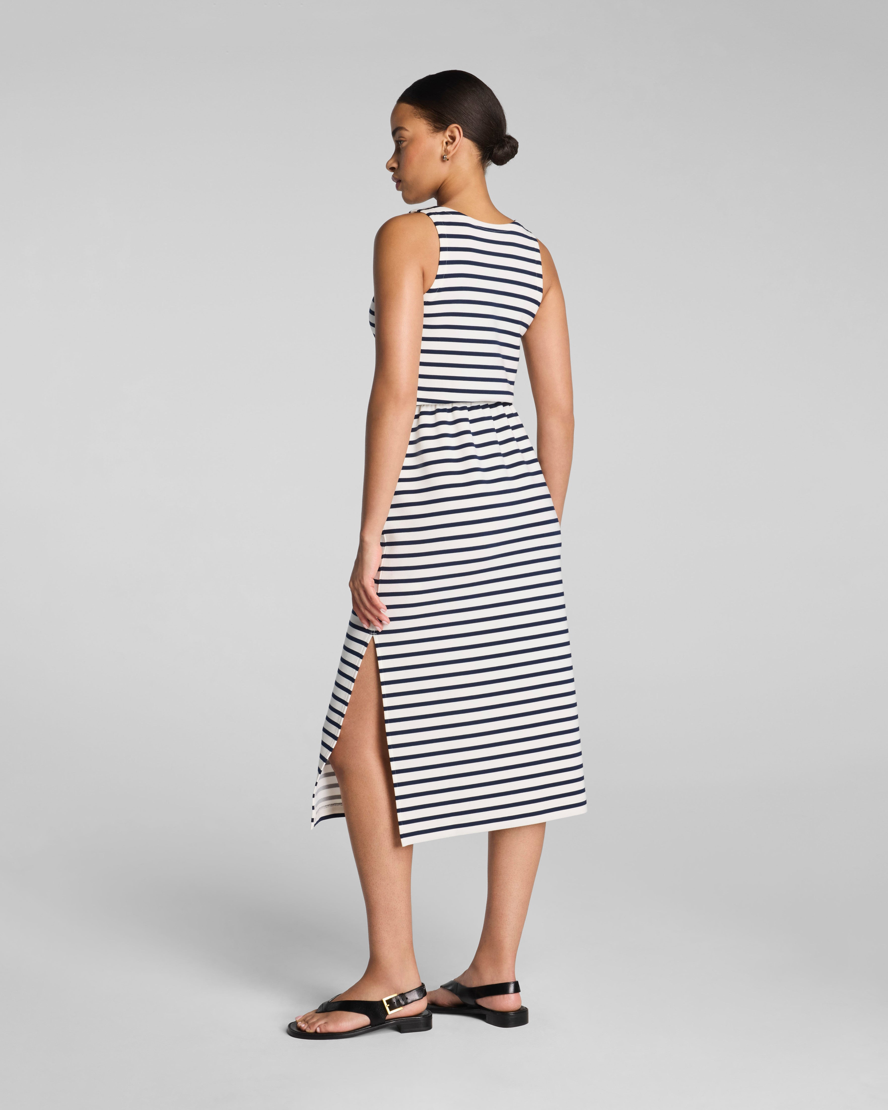 SPANX AirEssentials® Drawstring Maxi Tank Dress | Powder/Timeless Navy Stripe