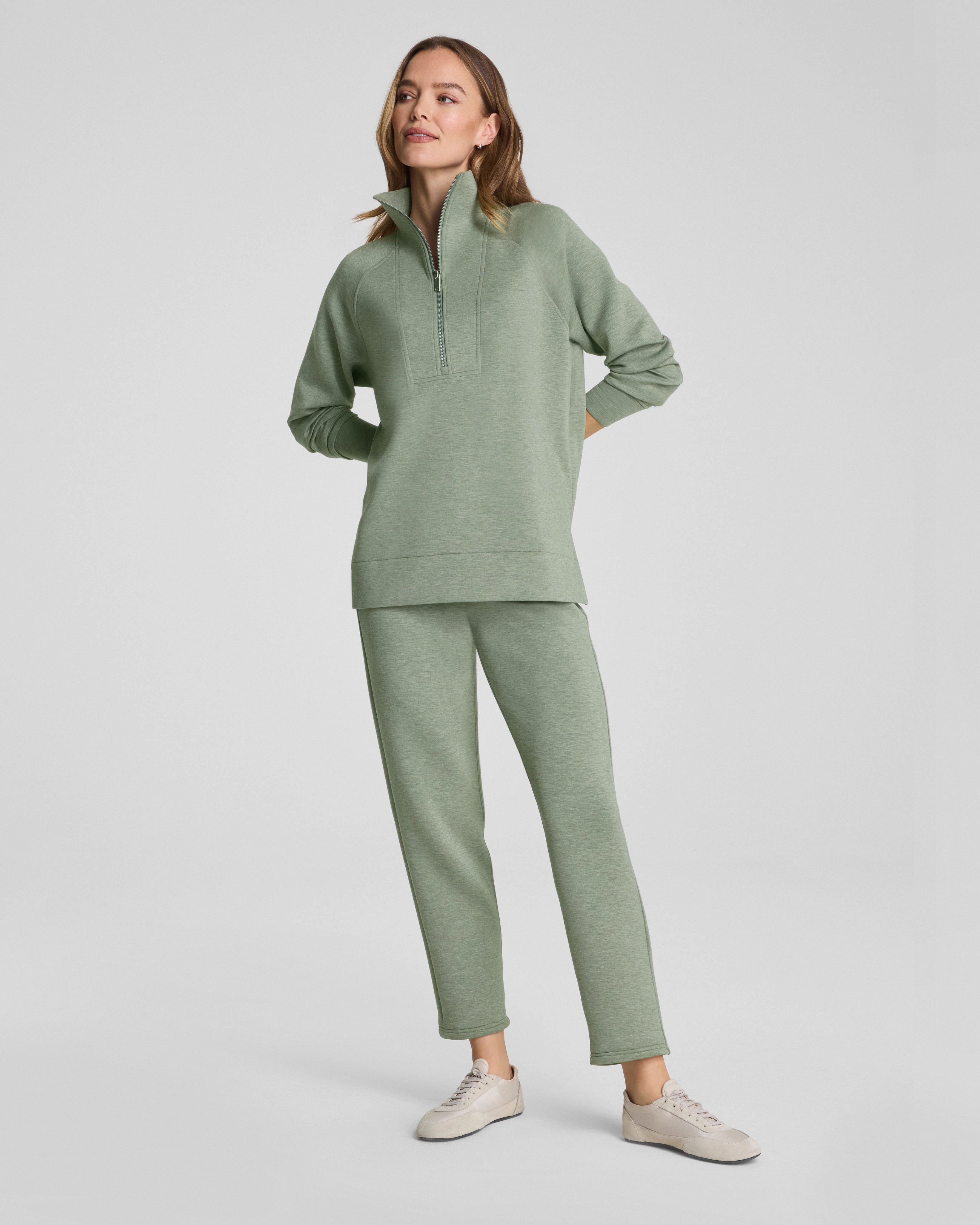 SPANX AirEssentials® Half Zip Tunic | Sage Brush Heather