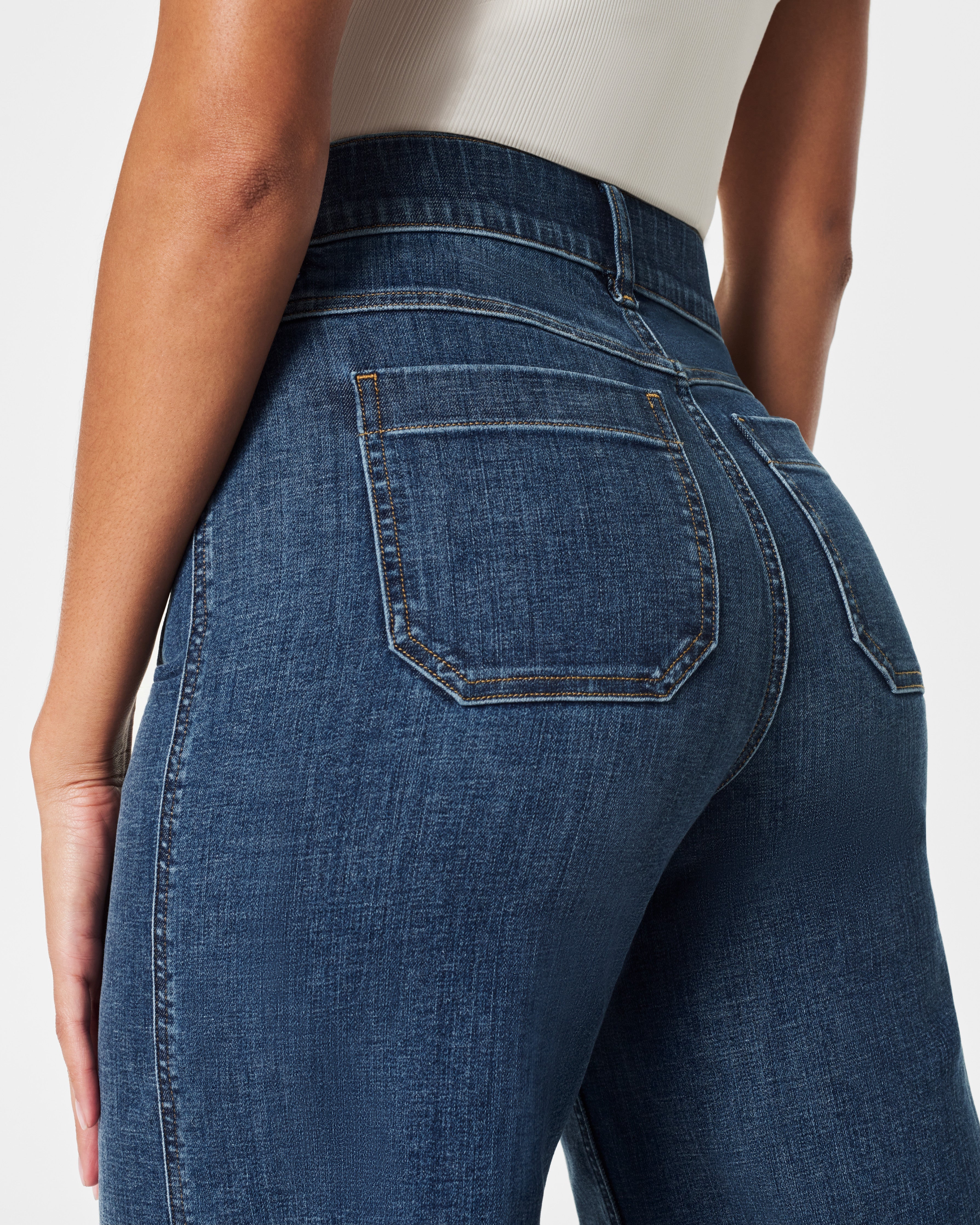 SPANXshape™ Original EveryWear Cropped Wide Leg Jeans with Patch Pockets  Shaded Blue