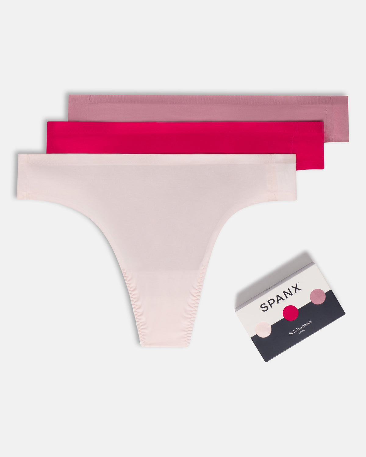 SPANXsmooth™ Fit-To-You Thong 3-Pack Box  Pink Blossom/Fuchsia/Rosa