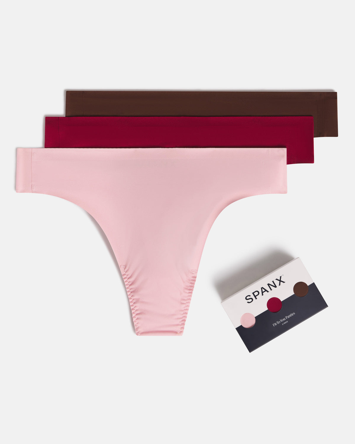 SPANXsmooth™ Fit-To-You Thong 3-Pack Box  Fleur/Red Merlot/Espresso