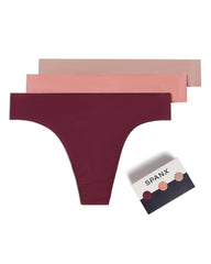 SPANXsmooth™ Fit-To-You Supima® Cotton Thong 3-Pack Box  Plum Berry/Rose Quartz/Cafe Au Lait