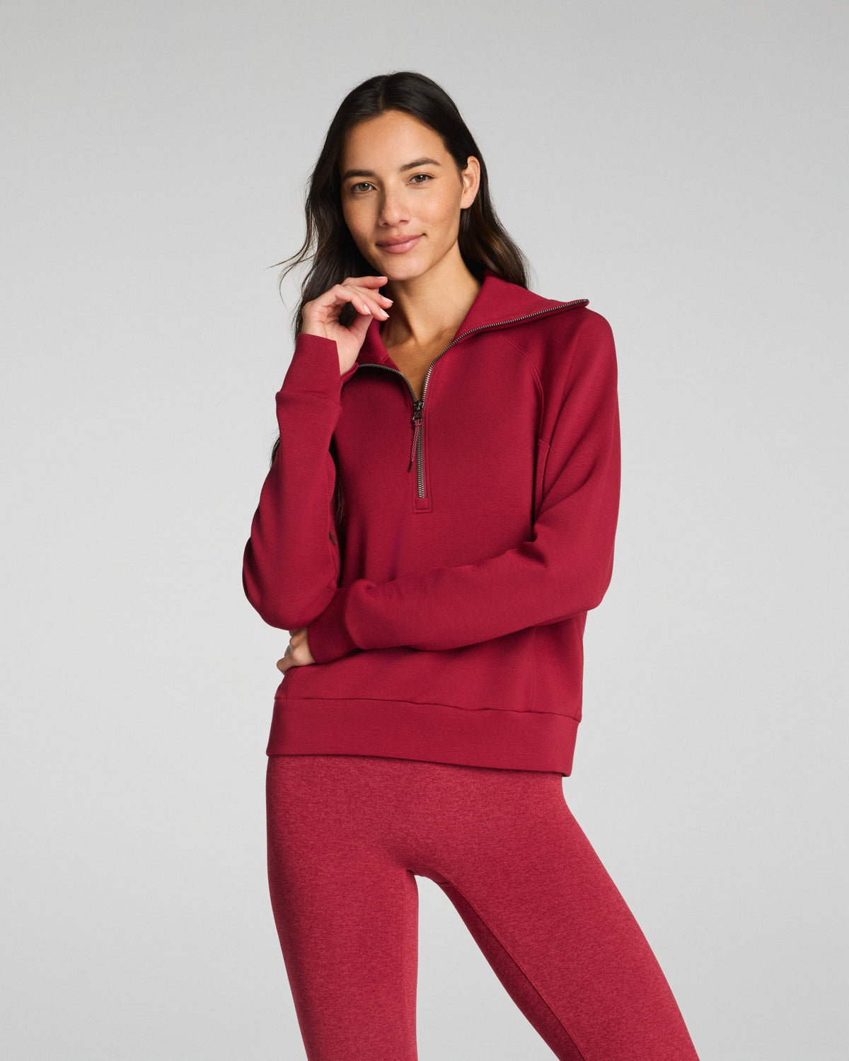 SPANX AirEssentials® Half Zip  Red Merlot