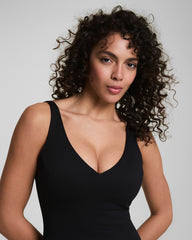 SPANXshape™ Swim Pique Plunge One-Piece  Very Black