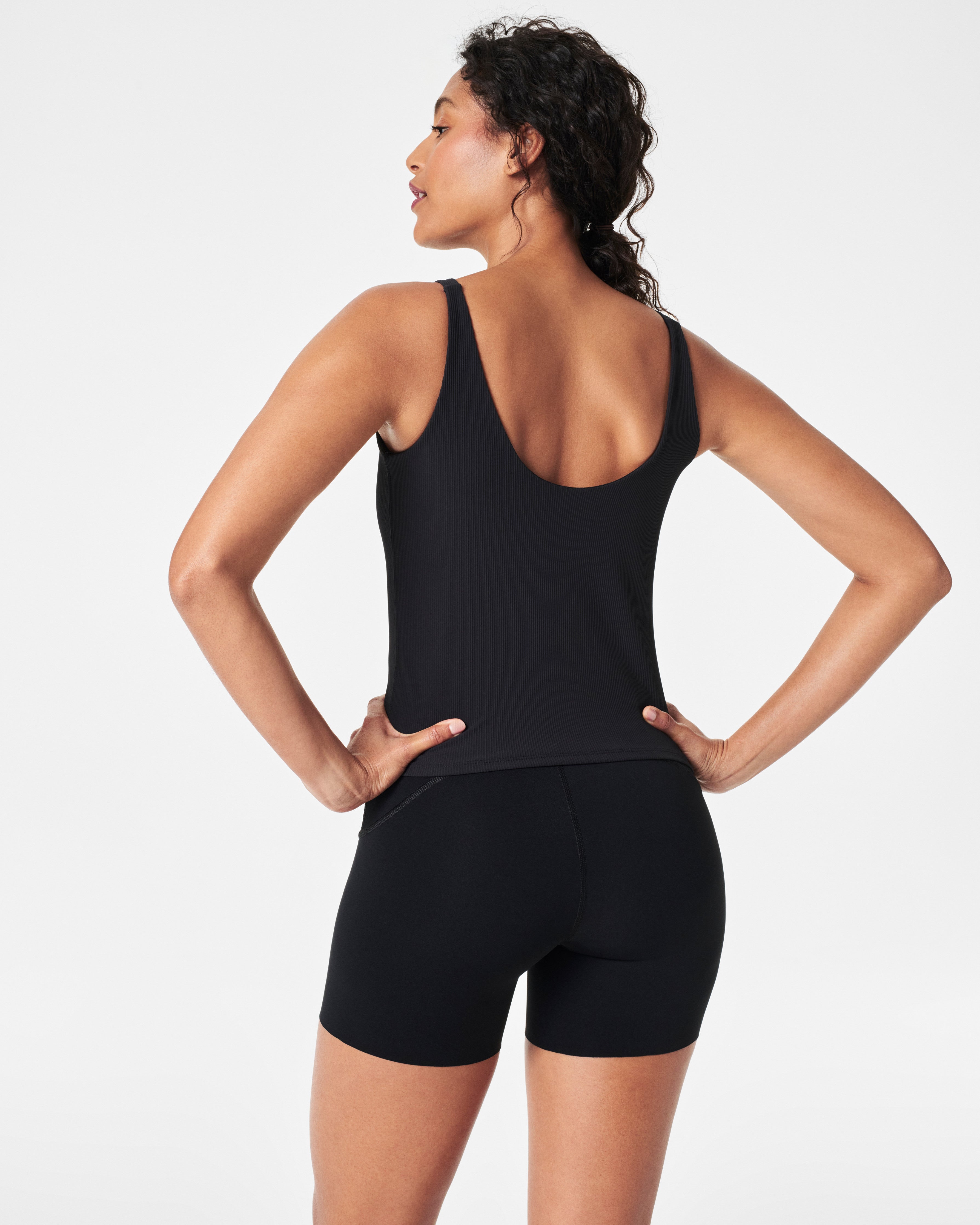 SPANX® Get Moving Contour Rib Shelf Tank  Very Black