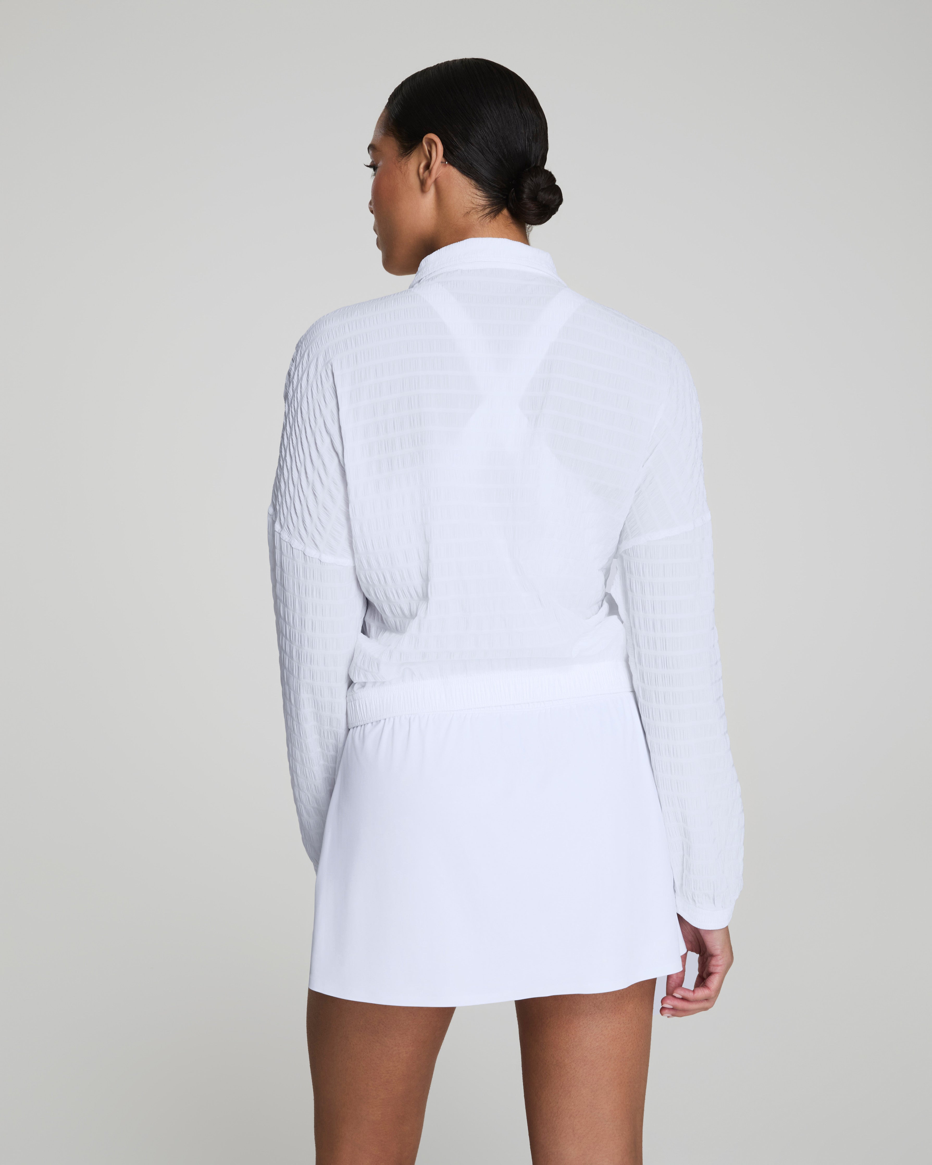SPANX® Get Moving Textured Half Zip  Vivid White