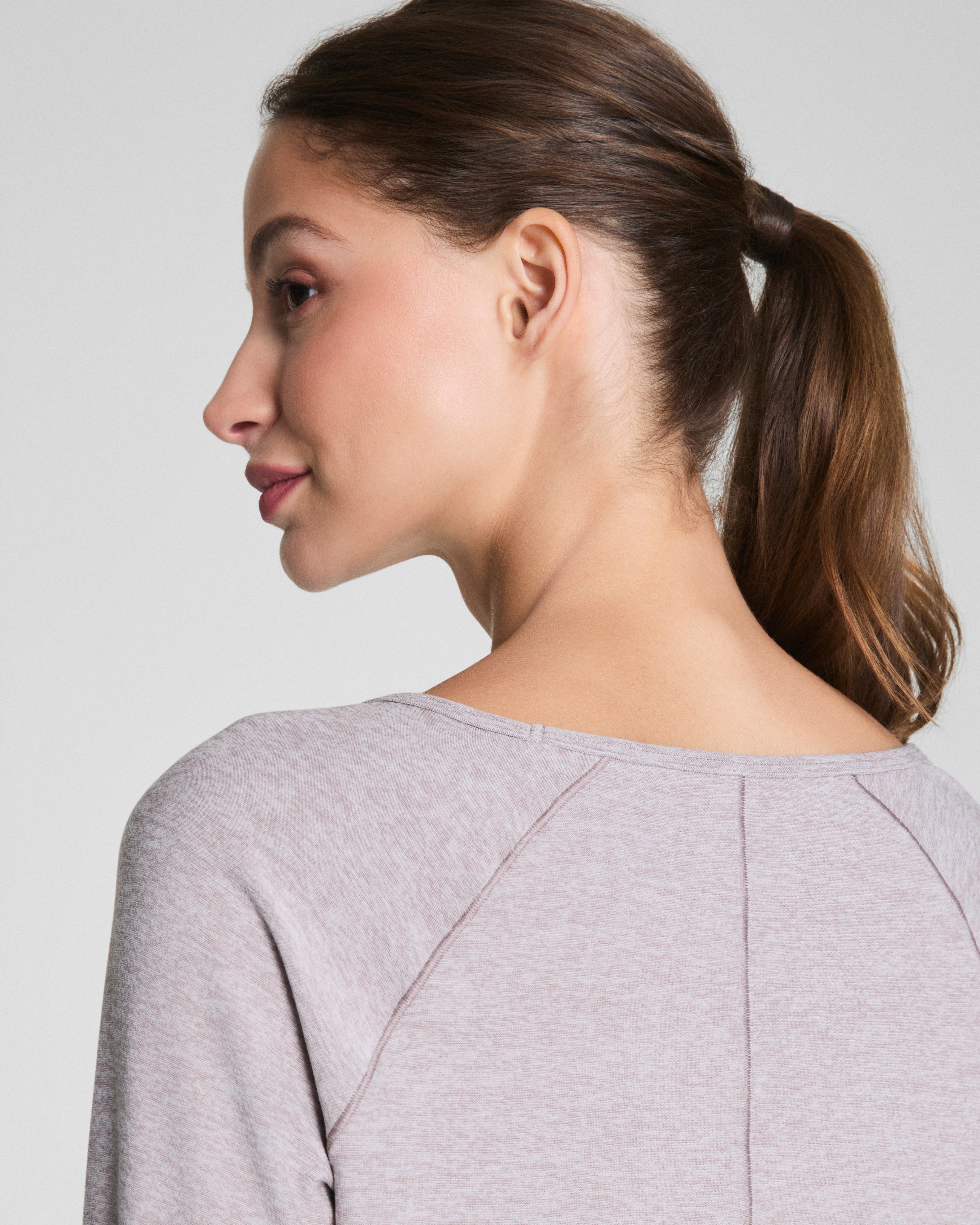 SPANX® SoftStretch V-Neck Long Sleeve Top  Coastal Fog / Light Coastal Fog