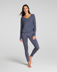 SPANX® SoftStretch V-Neck Long Sleeve Top  Pewter Heather