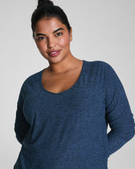 SPANX® SoftStretch V-Neck Long Sleeve Top | Timeless Navy / Dark Timeless Navy