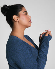 SPANX® SoftStretch V-Neck Long Sleeve Top | Timeless Navy / Dark Timeless Navy
