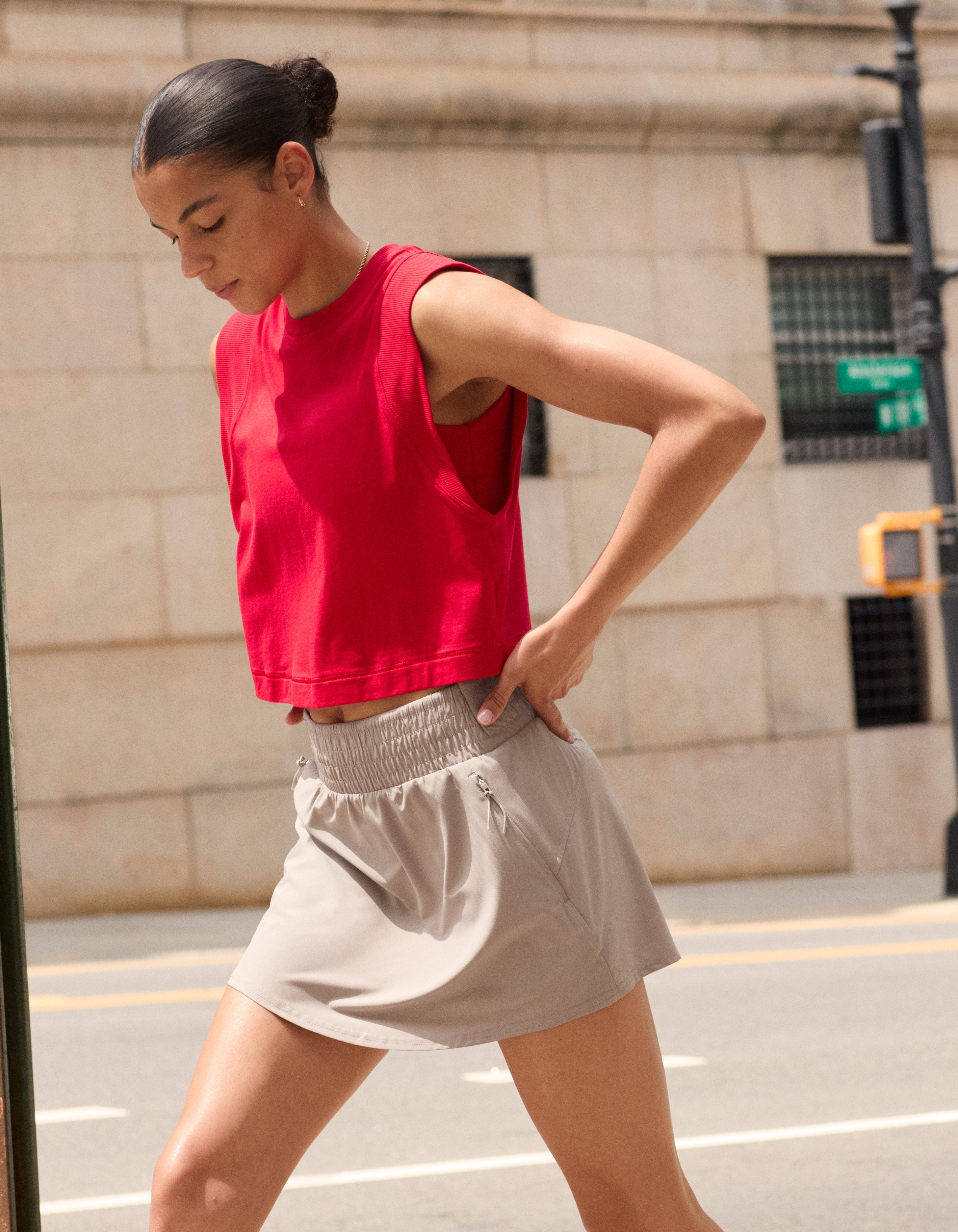 SPANX® On the Move Mini Skort, 4"  Stone Grey