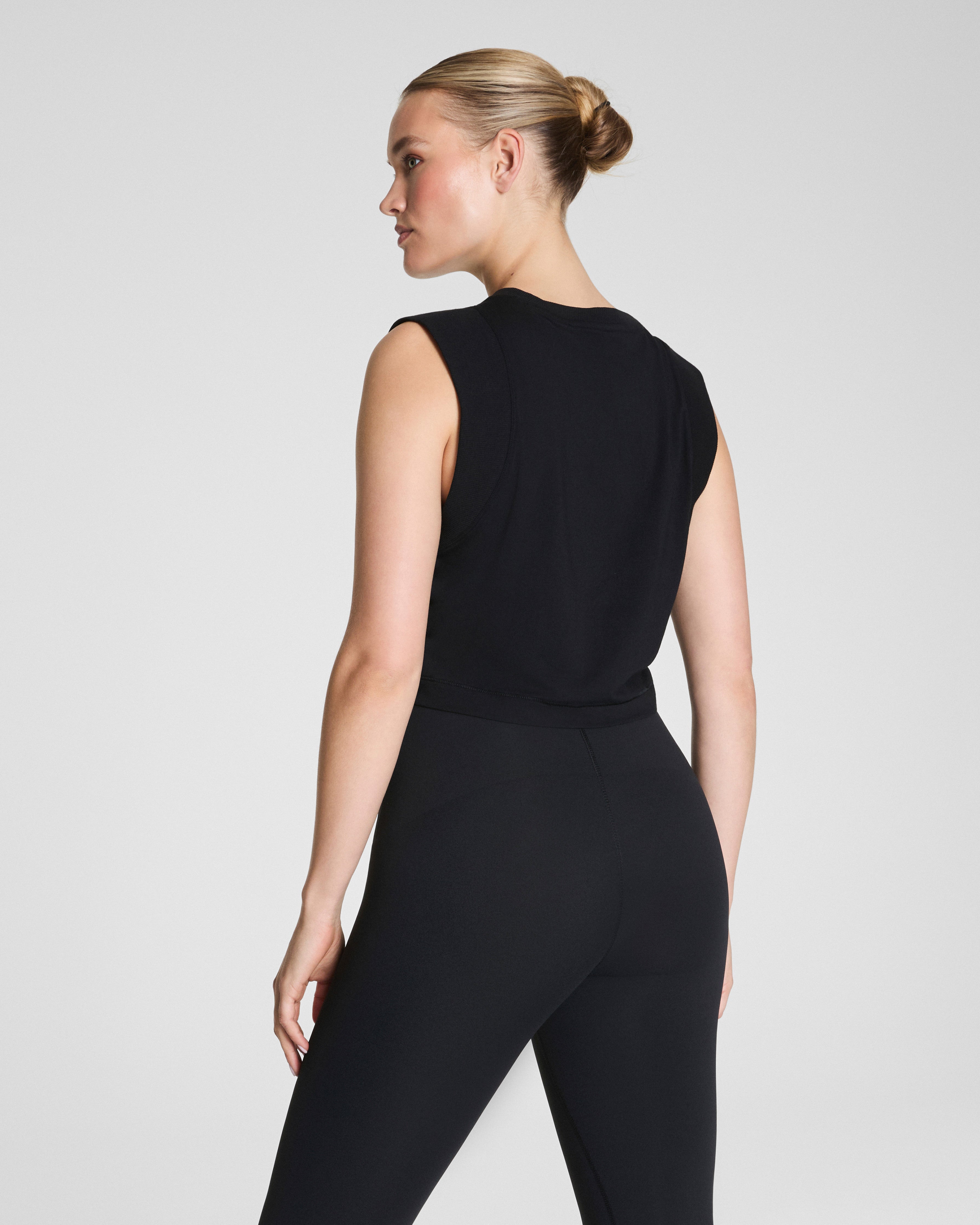 SPANX® Outpace Cropped Tank  Very Black