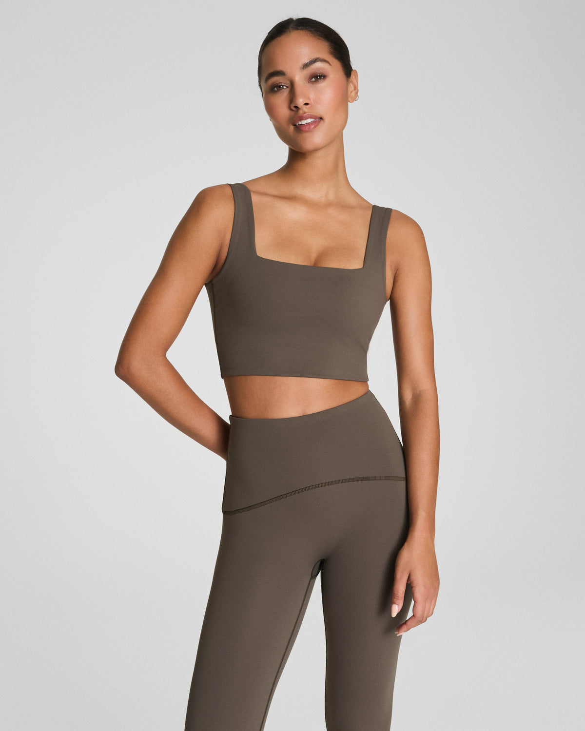 SPANX® Get Moving Cropped Square Neck Shelf Tank  Mineral