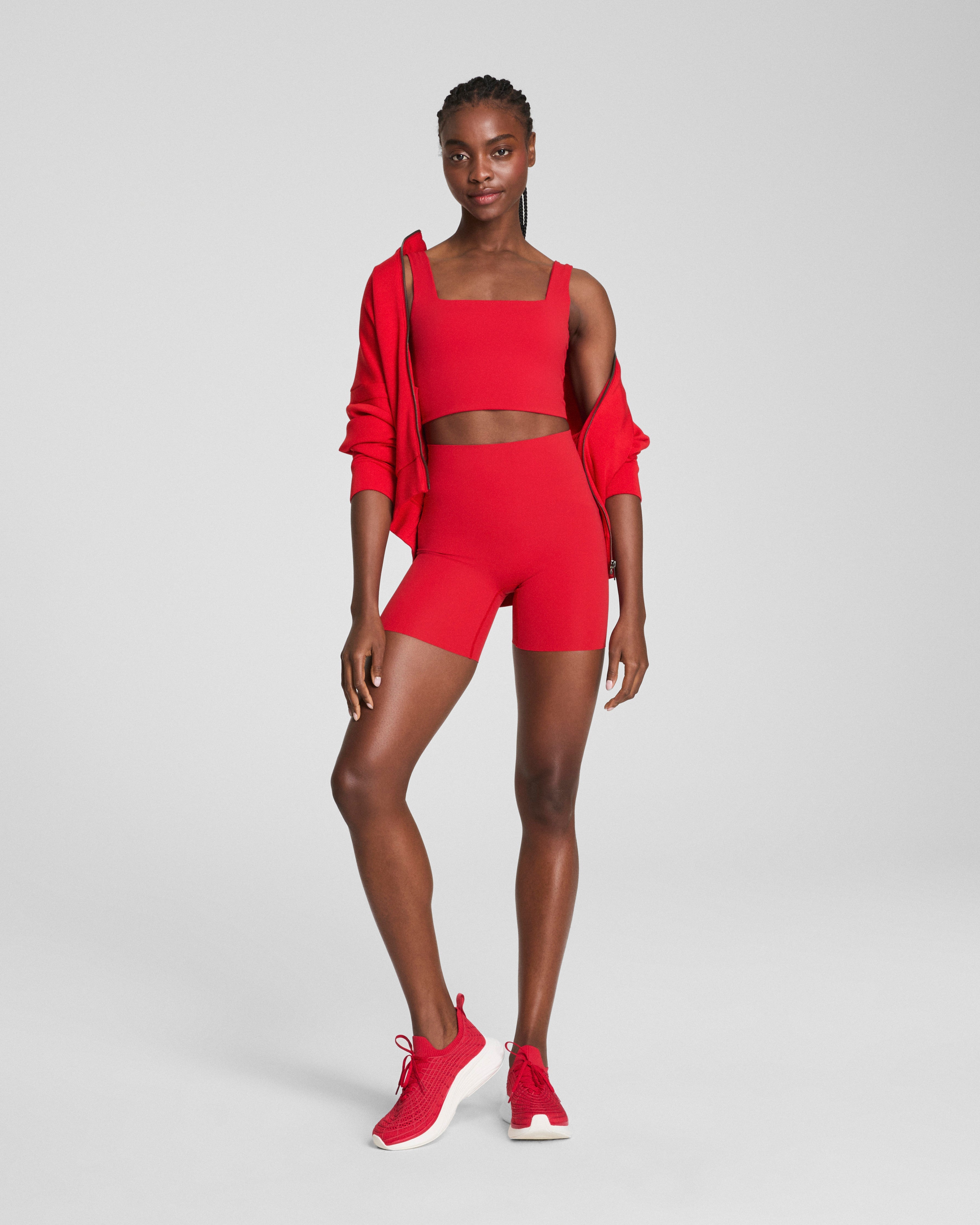 SPANX® Get Moving Cropped Square Neck Shelf Tank  Spanx Red