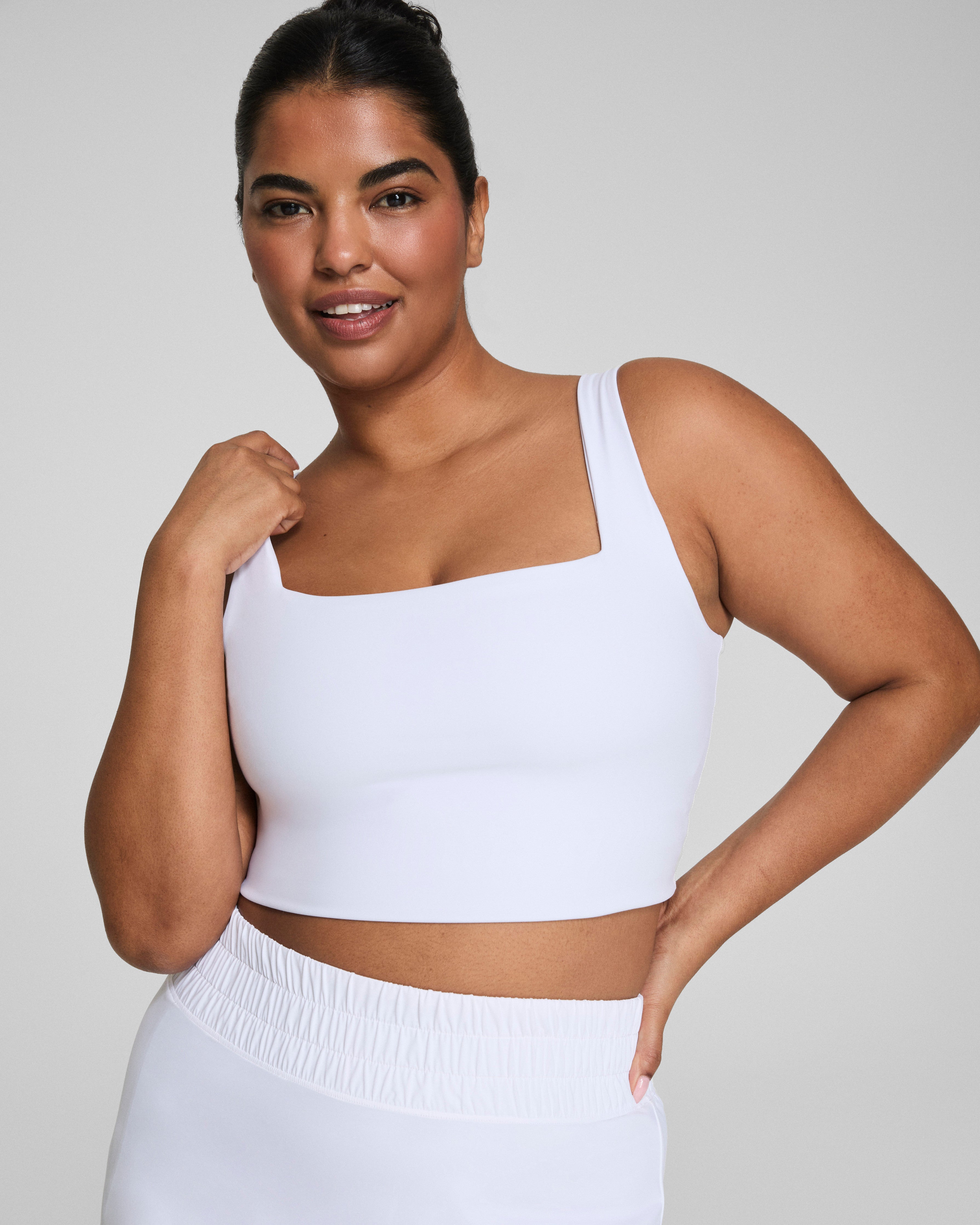 SPANX® Get Moving Cropped Square Neck Shelf Tank  Vivid White