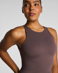 SPANX® BodyLine High Neck Cropped Tank with FlexForm Cups | Dark Cacao