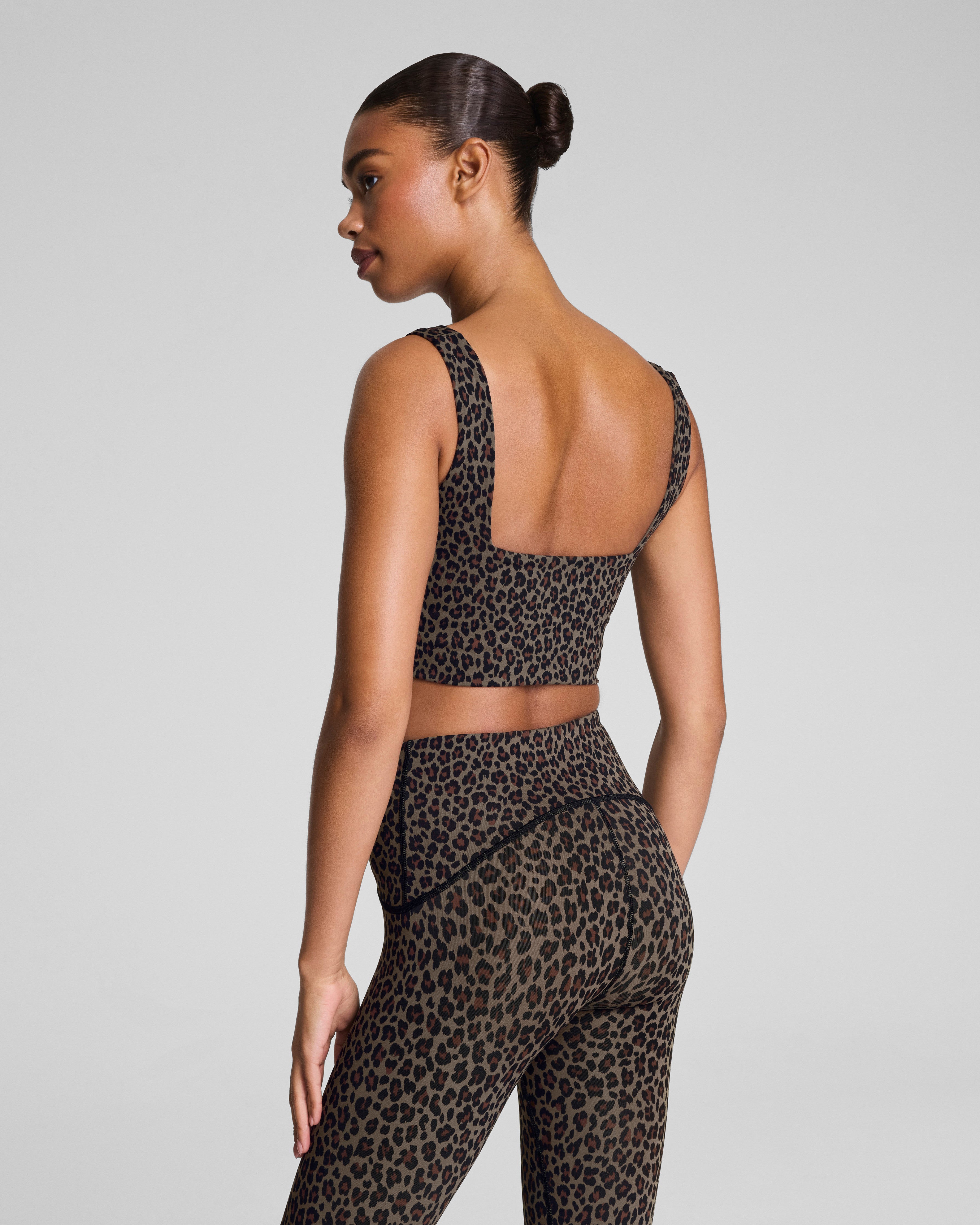 SPANX® Get Moving Leopard Print Cropped Square Neck Shelf Tank  Leopard Print