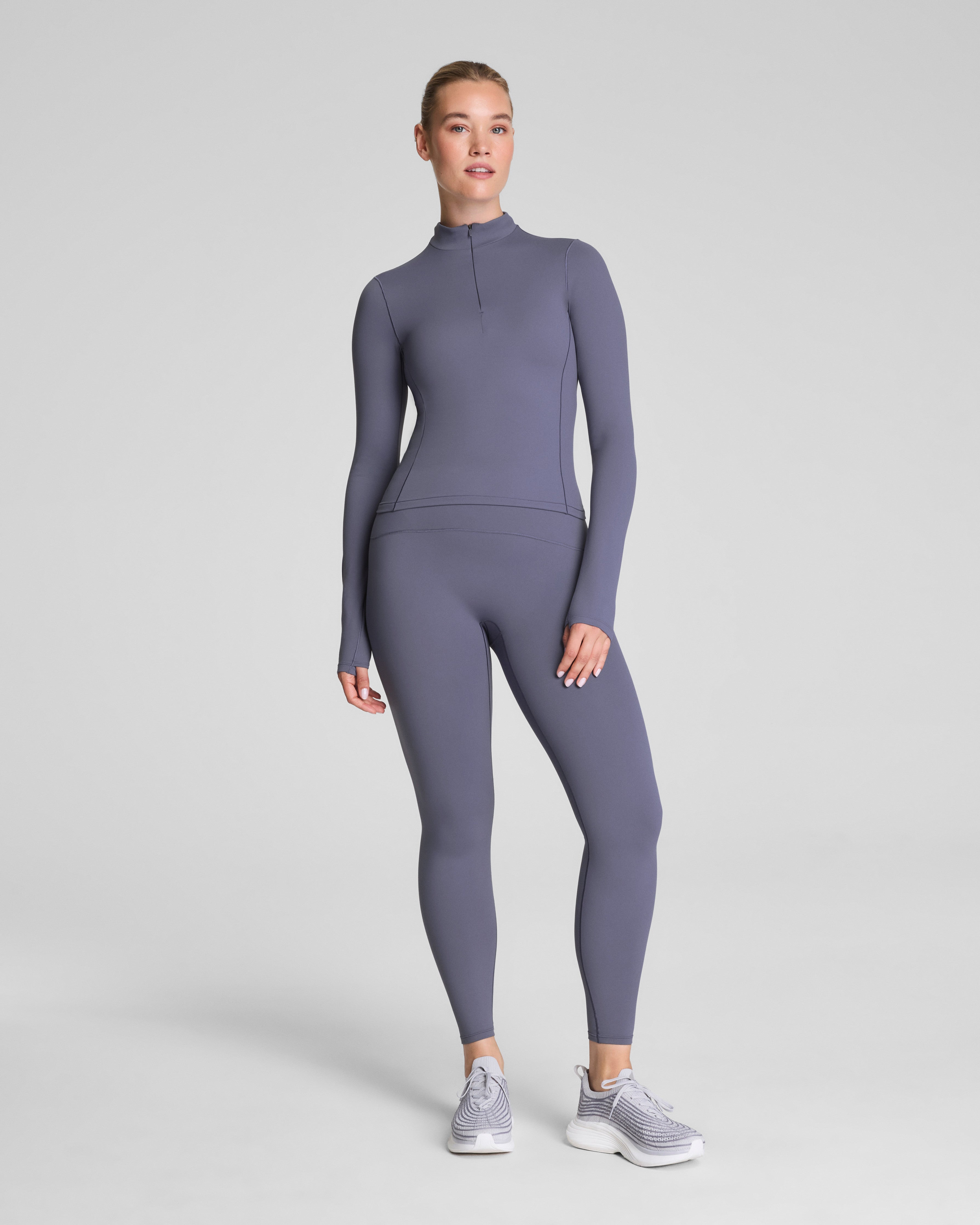 SPANX® Get Moving Brushed Contour Half Zip | Pewter