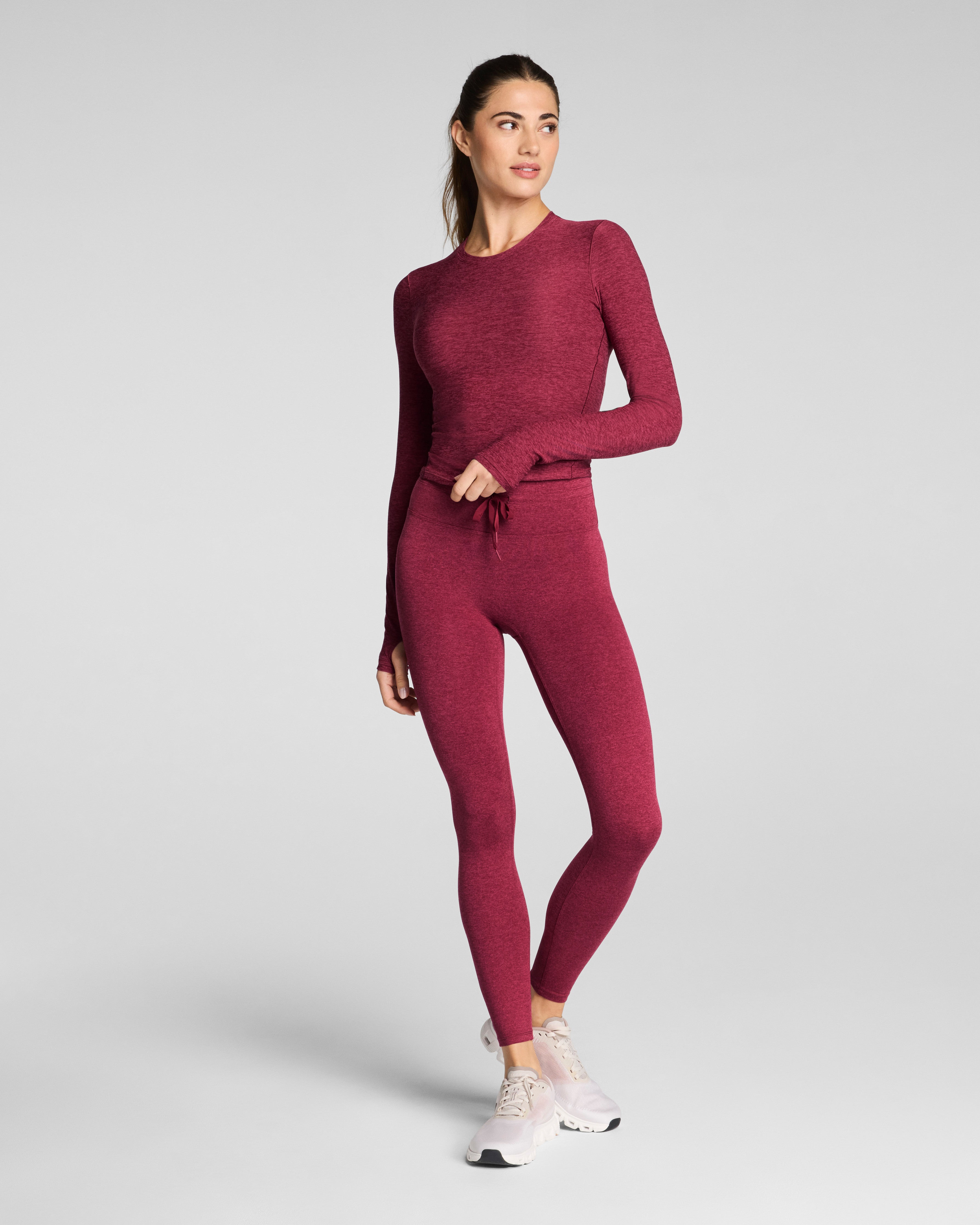 SPANX® SoftStretch Contour Mockneck Long Sleeve Top | Red Merlot Heather