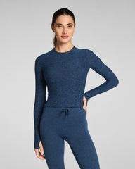 SPANX® SoftStretch Contour Mockneck Long Sleeve Top | Timeless Navy/Dark Timeless Navy
