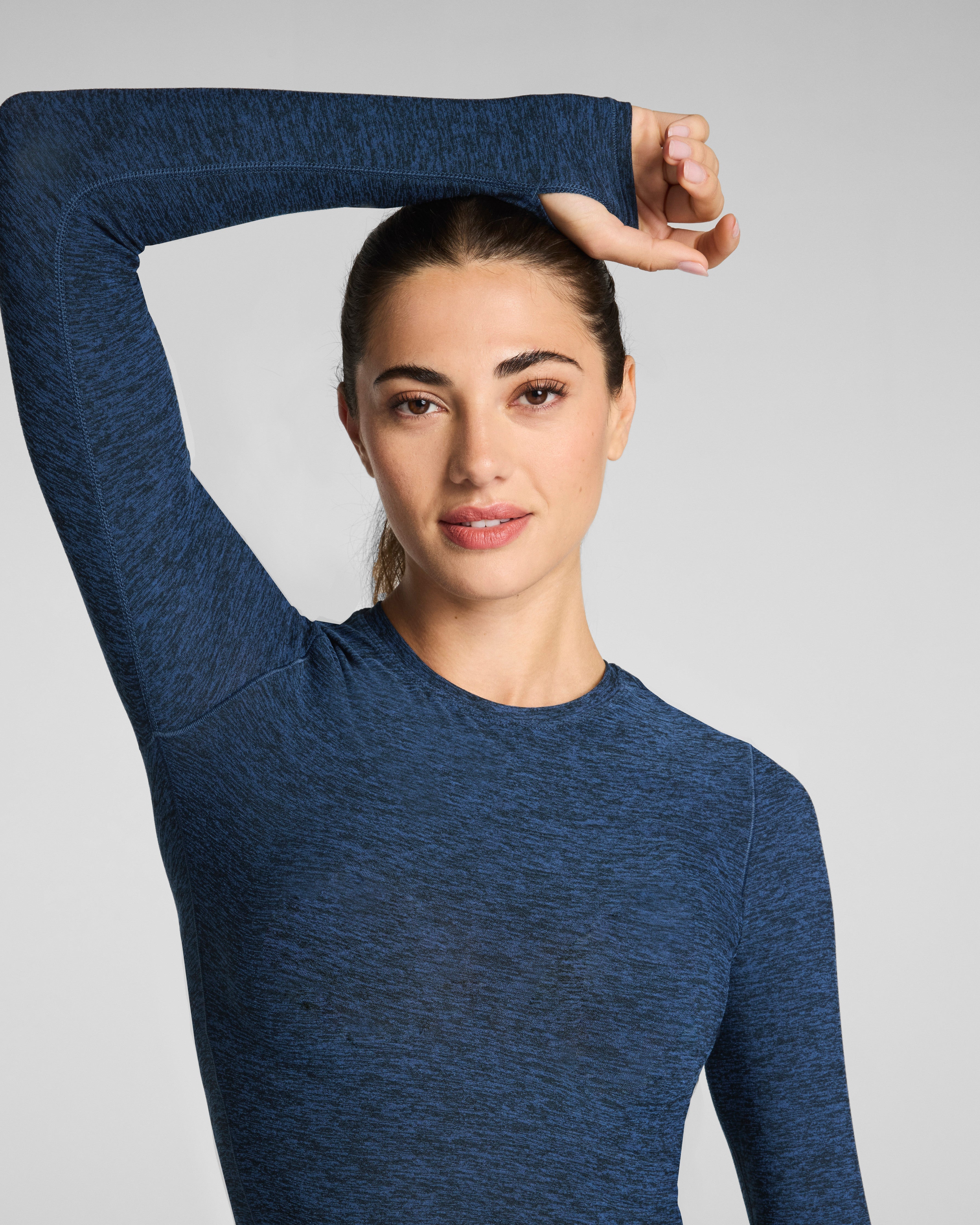 SPANX® SoftStretch Contour Mockneck Long Sleeve Top | Timeless Navy/Dark Timeless Navy